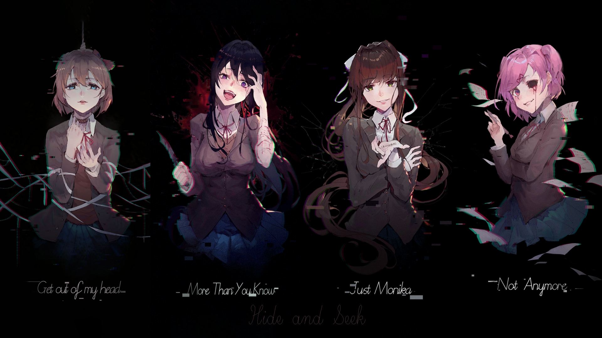 Doki Doki Literature Club! Characters Hide and Seek HD Wallpaper