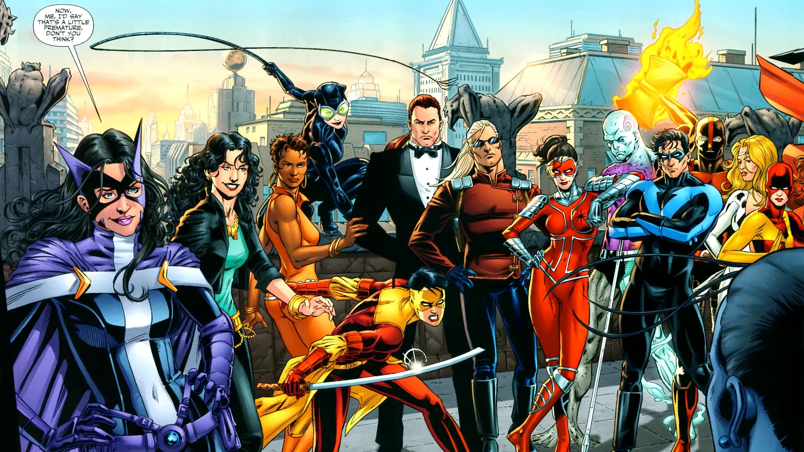 Huntress and other DC Comics characters in Metropolis HD Wallpaper