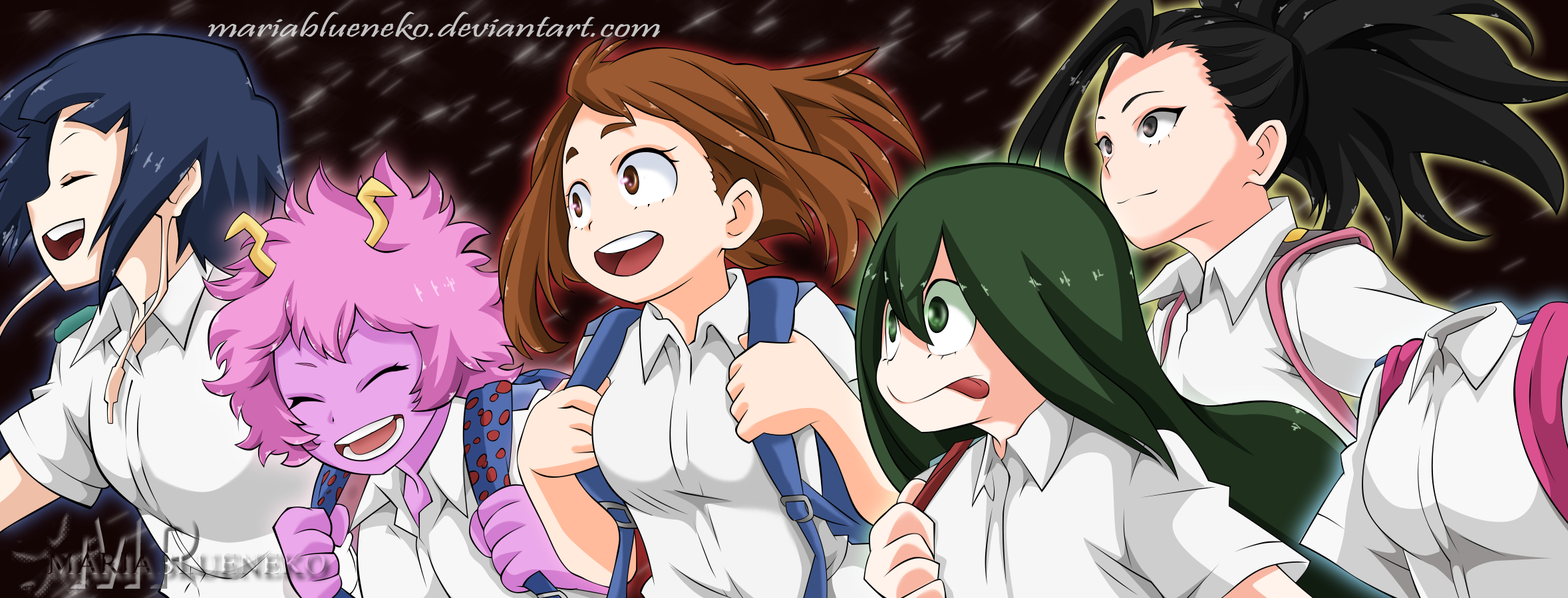 My Hero Academia girls in school uniforms HD Wallpaper