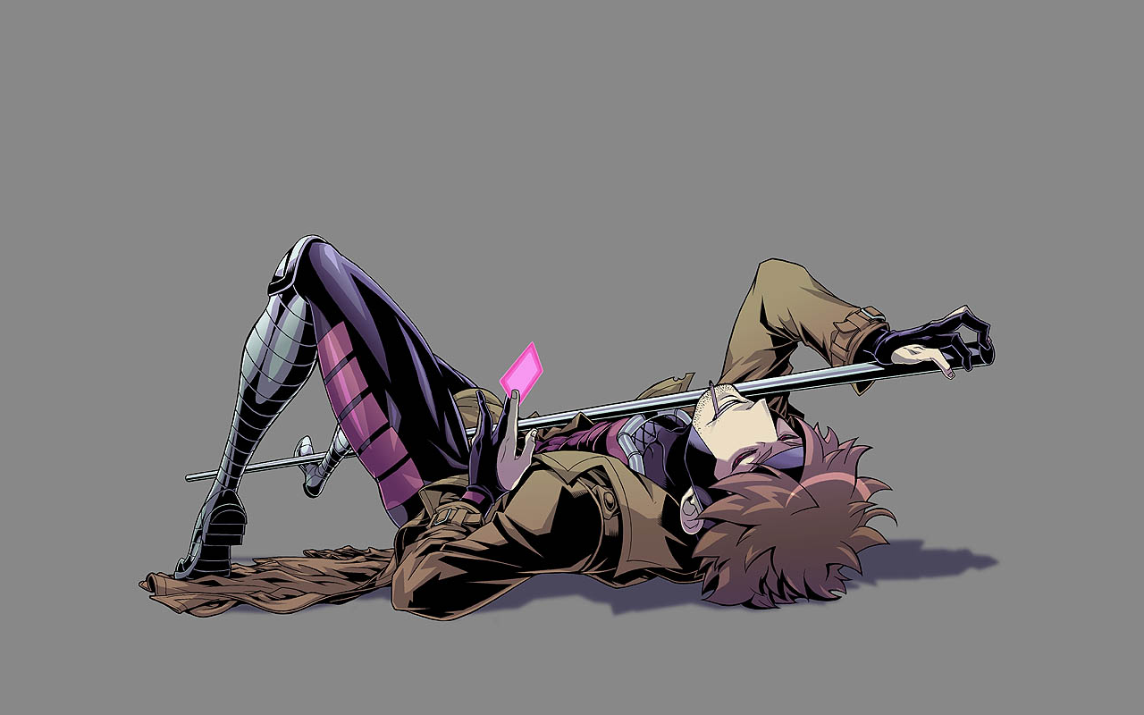 Gambit from X-Men lying down with a card HD Wallpaper