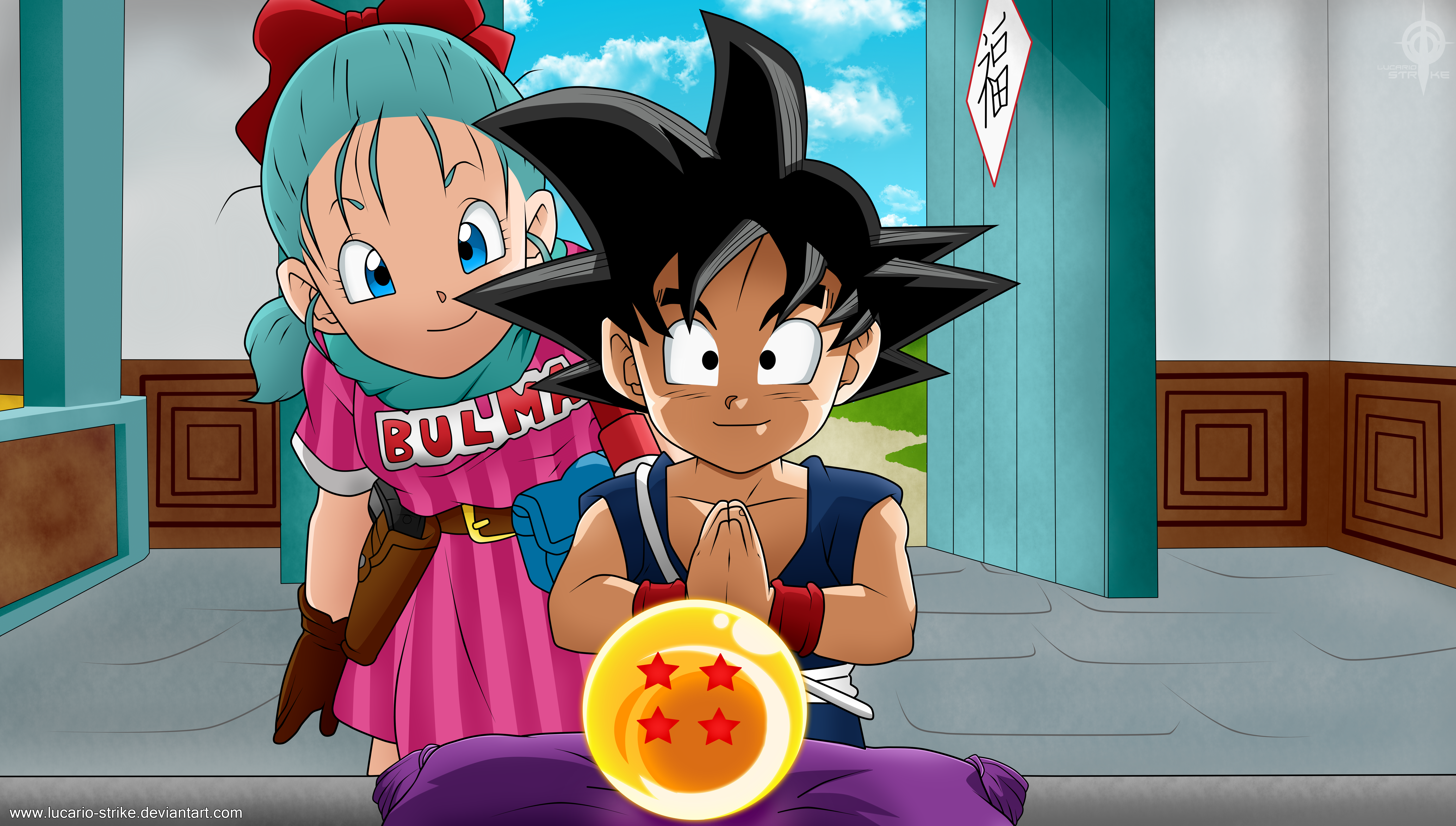 Goku and Bulma from Dragon Ball with a Dragon Ball HD Wallpaper