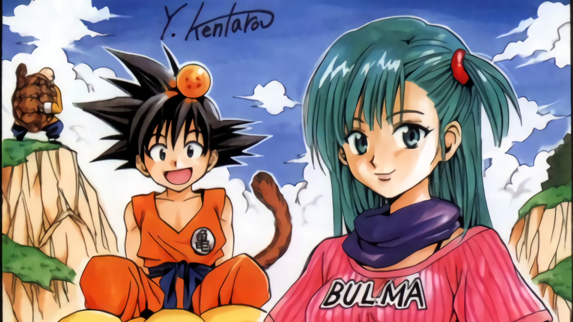 Goku and Bulma from Dragon Ball with Master Roshi HD Wallpaper