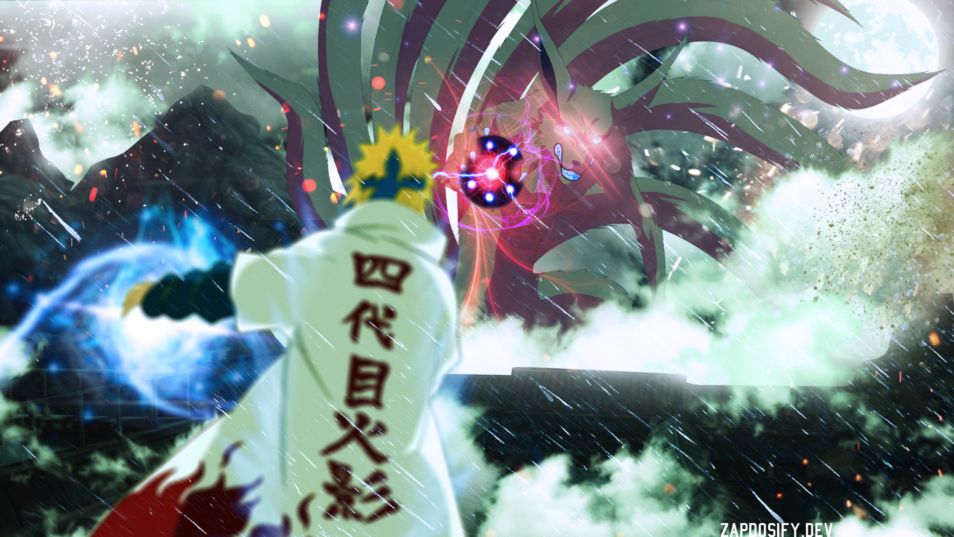 Minato Namikaze vs. Kurama from Naruto HD Wallpaper