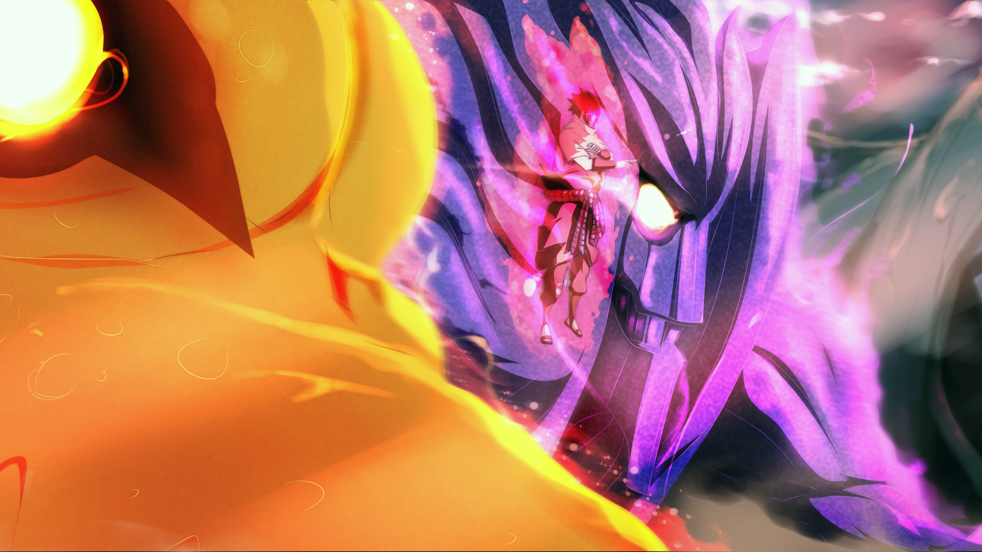 Sasuke Uchiha and Kurama from Naruto HD Wallpaper