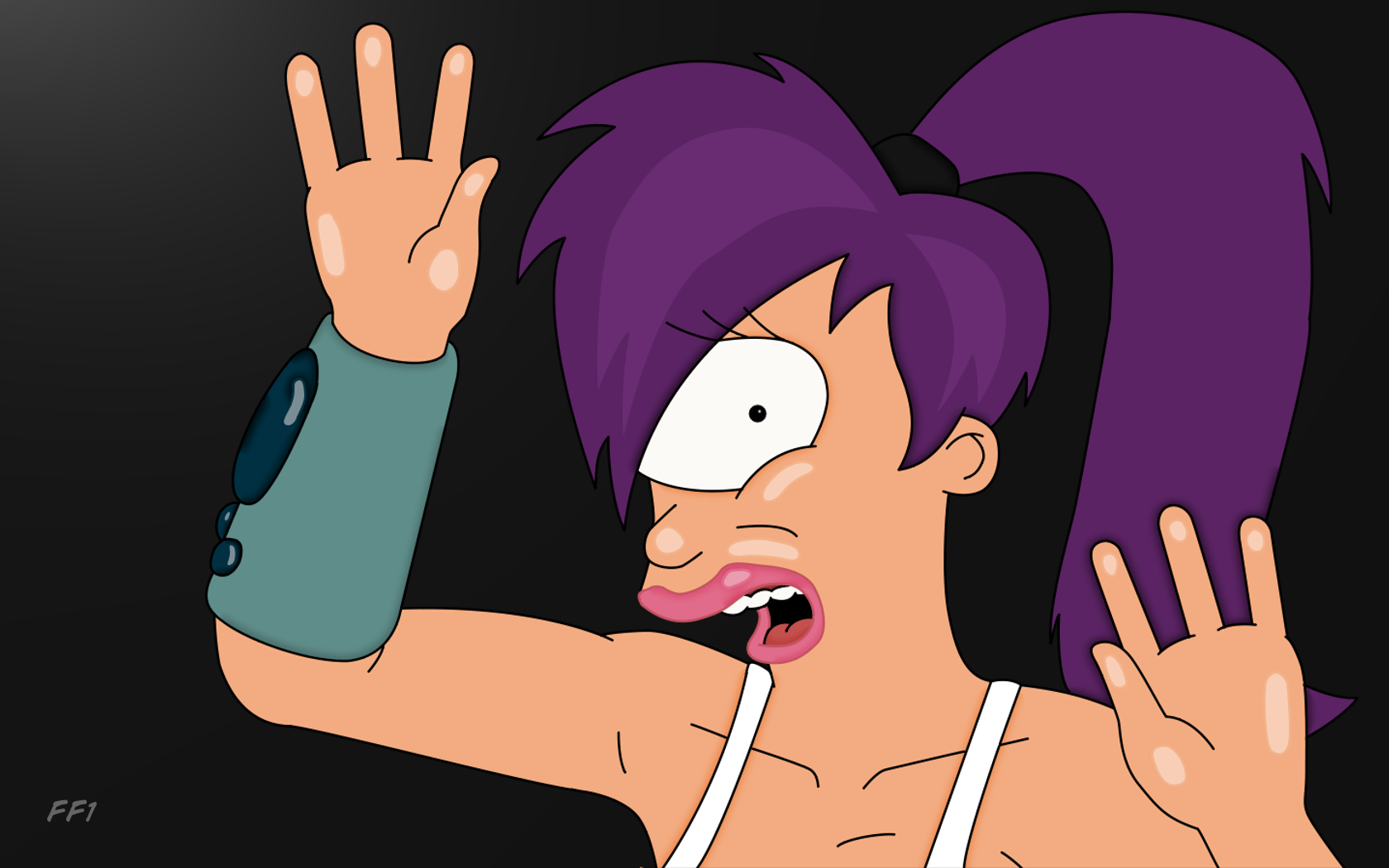 Leela from Futurama in a Defensive Pose HD Wallpaper