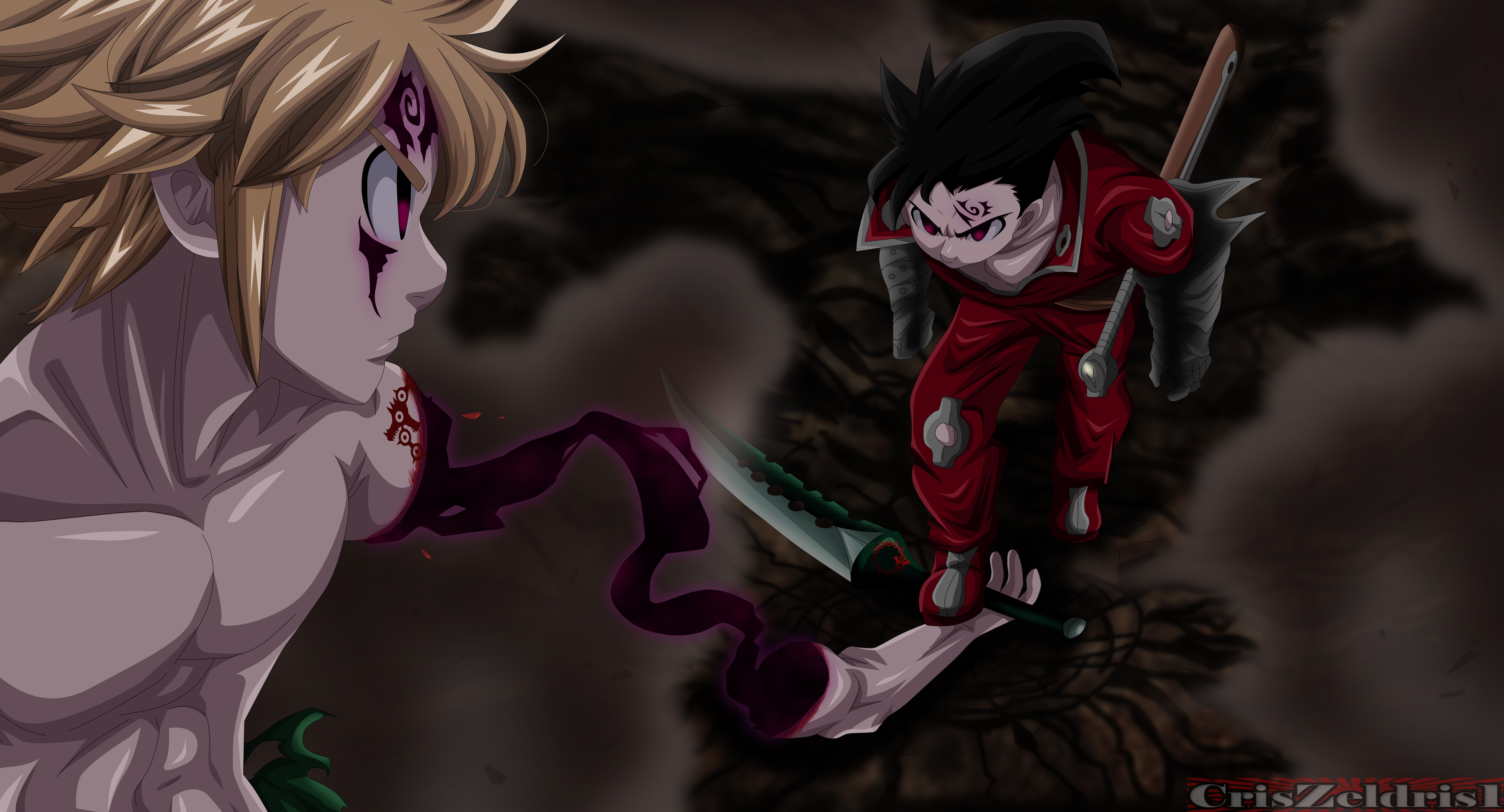 Meliodas and Zeldris from The Seven Deadly Sins HD Wallpaper