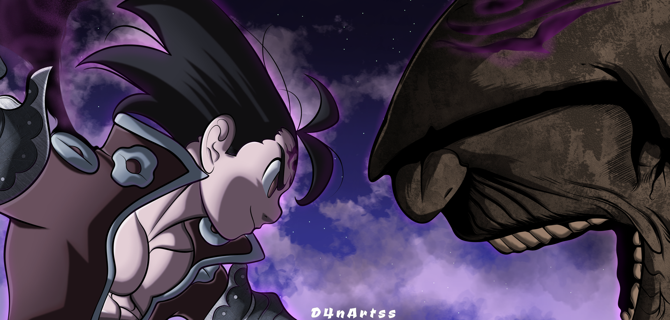 Zeldris from The Seven Deadly Sins facing a monster HD Wallpaper