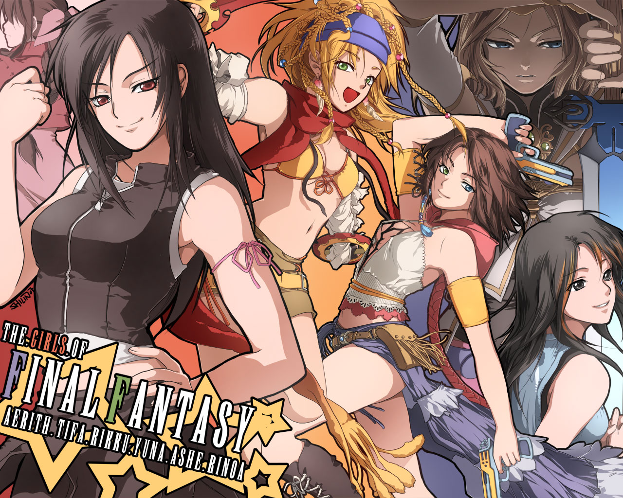 The Girls of Final Fantasy Aerith, Tifa, Rikku, Yuna, Ashe, Rinoa HD Wallpaper