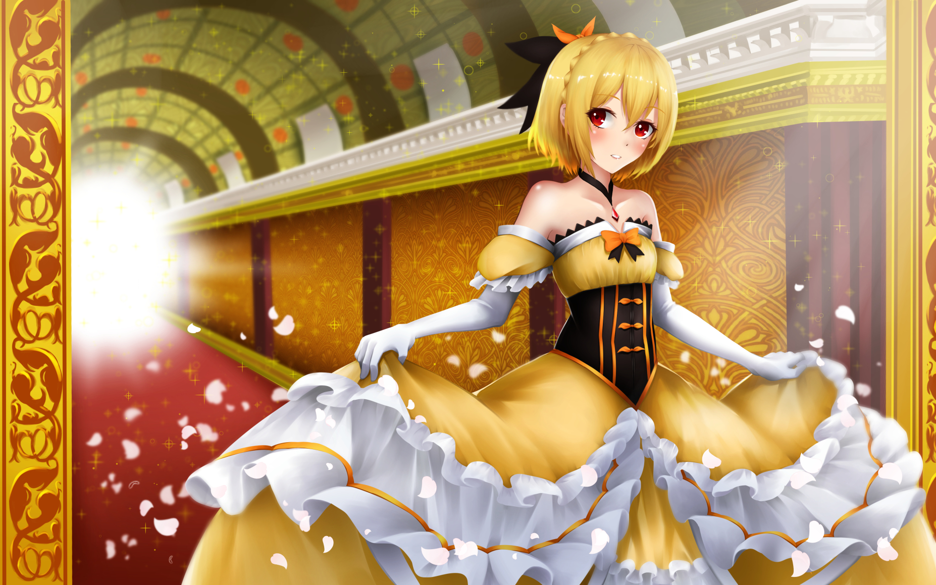 Felt from Re:ZERO in a yellow dress HD Wallpaper