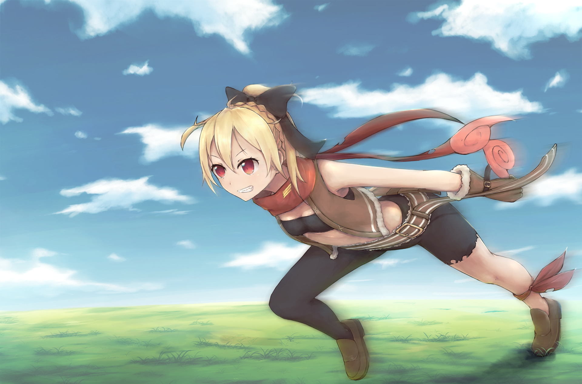 Felt from Re:ZERO running in a field HD Wallpaper