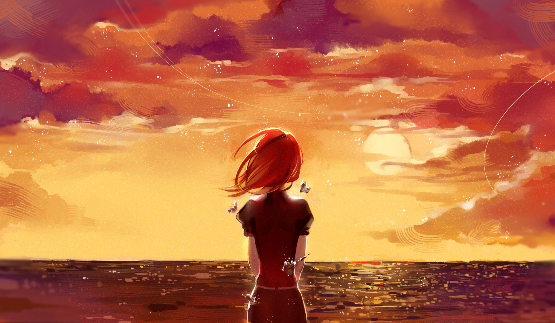 Cinnabar from Houseki no Kuni at sunset HD Wallpaper