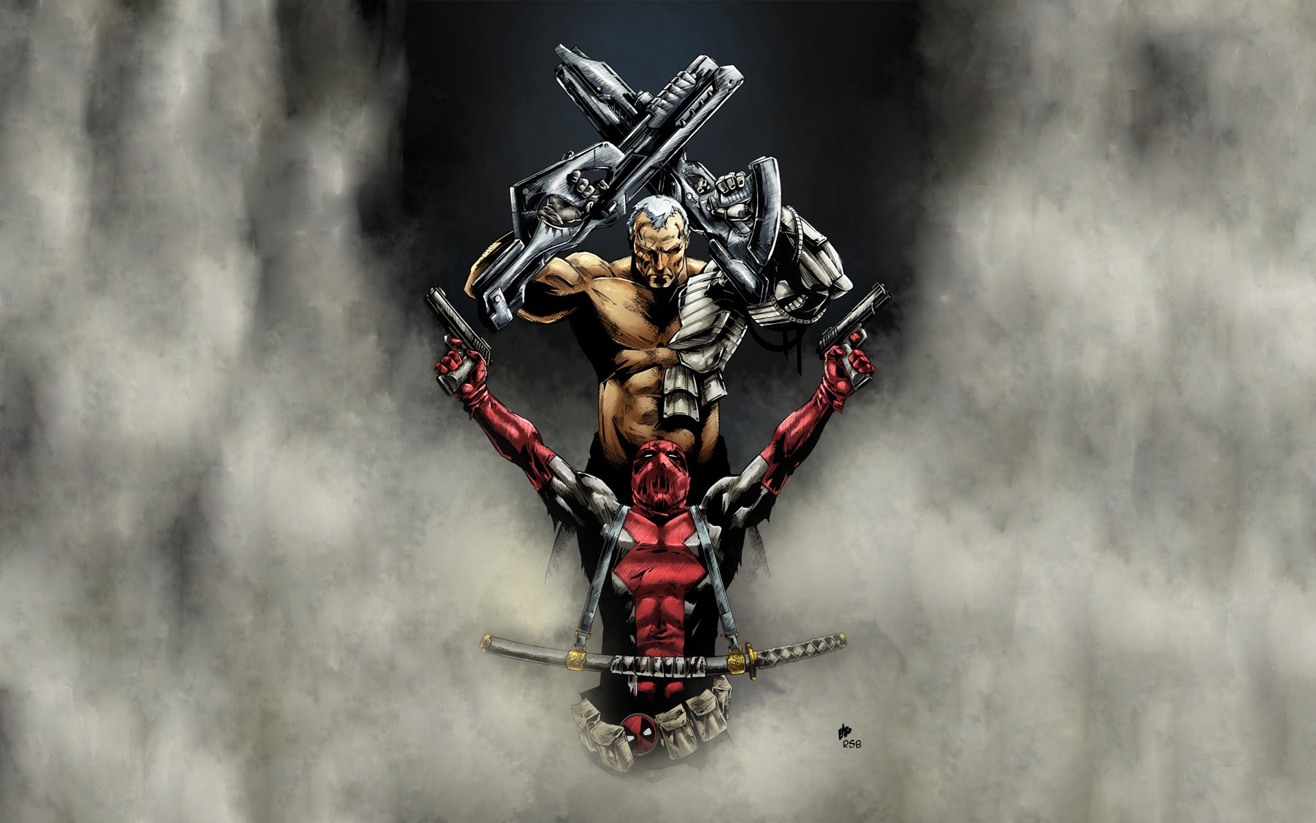 Deadpool and Cable with Guns HD Wallpaper