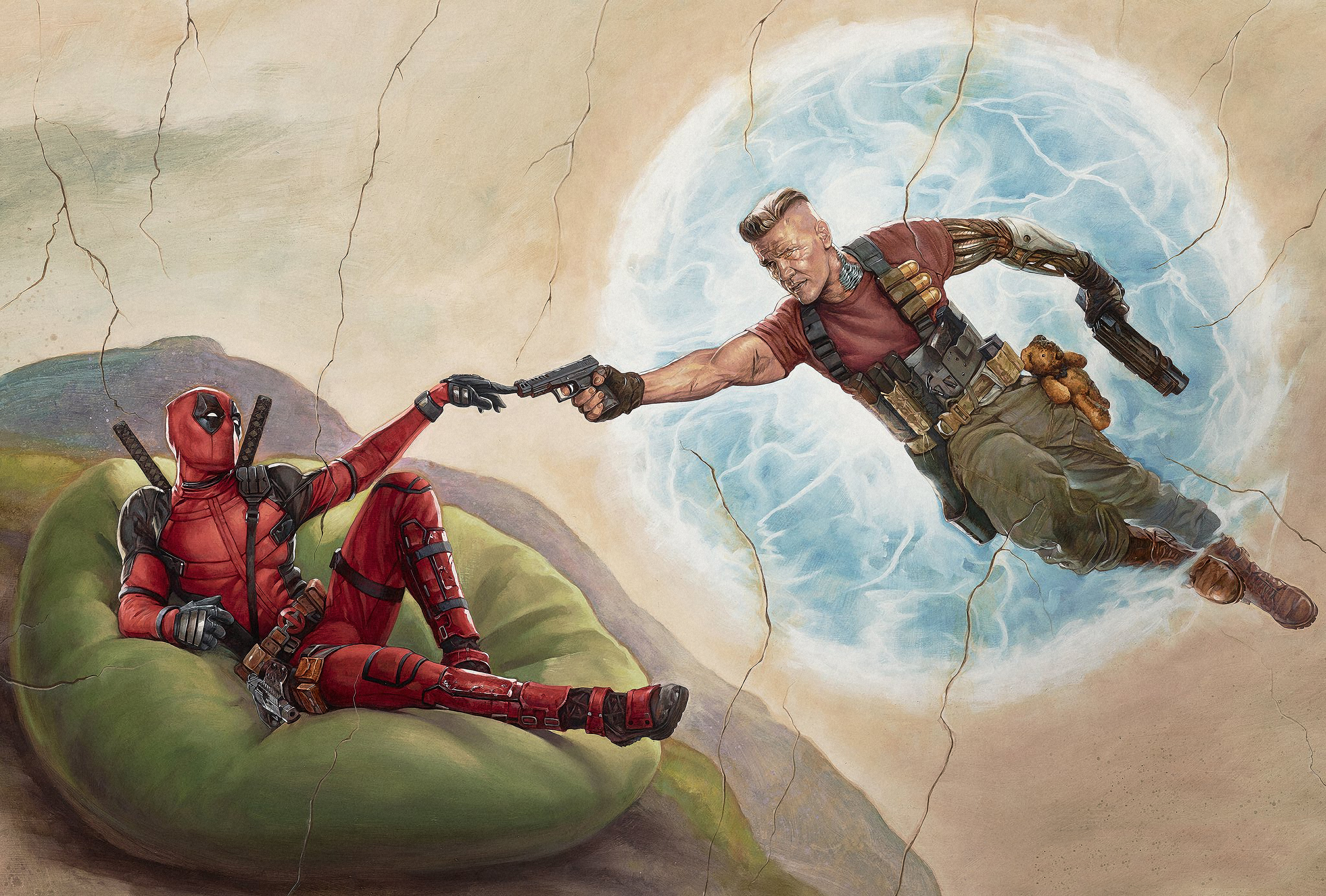 Deadpool and Cable reaching for guns HD Wallpaper