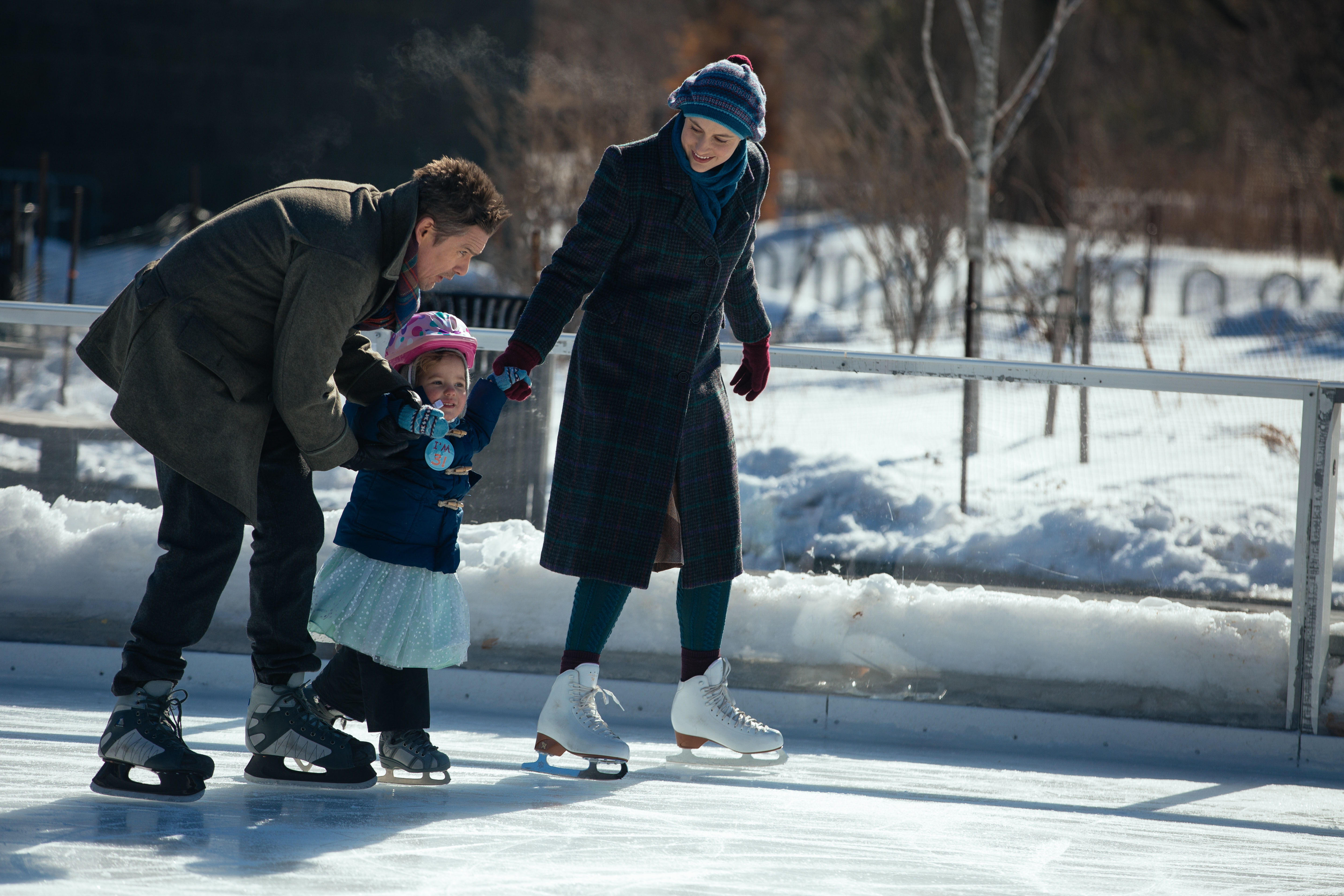 Ethan Hawke ice skating with daughter HD Wallpaper