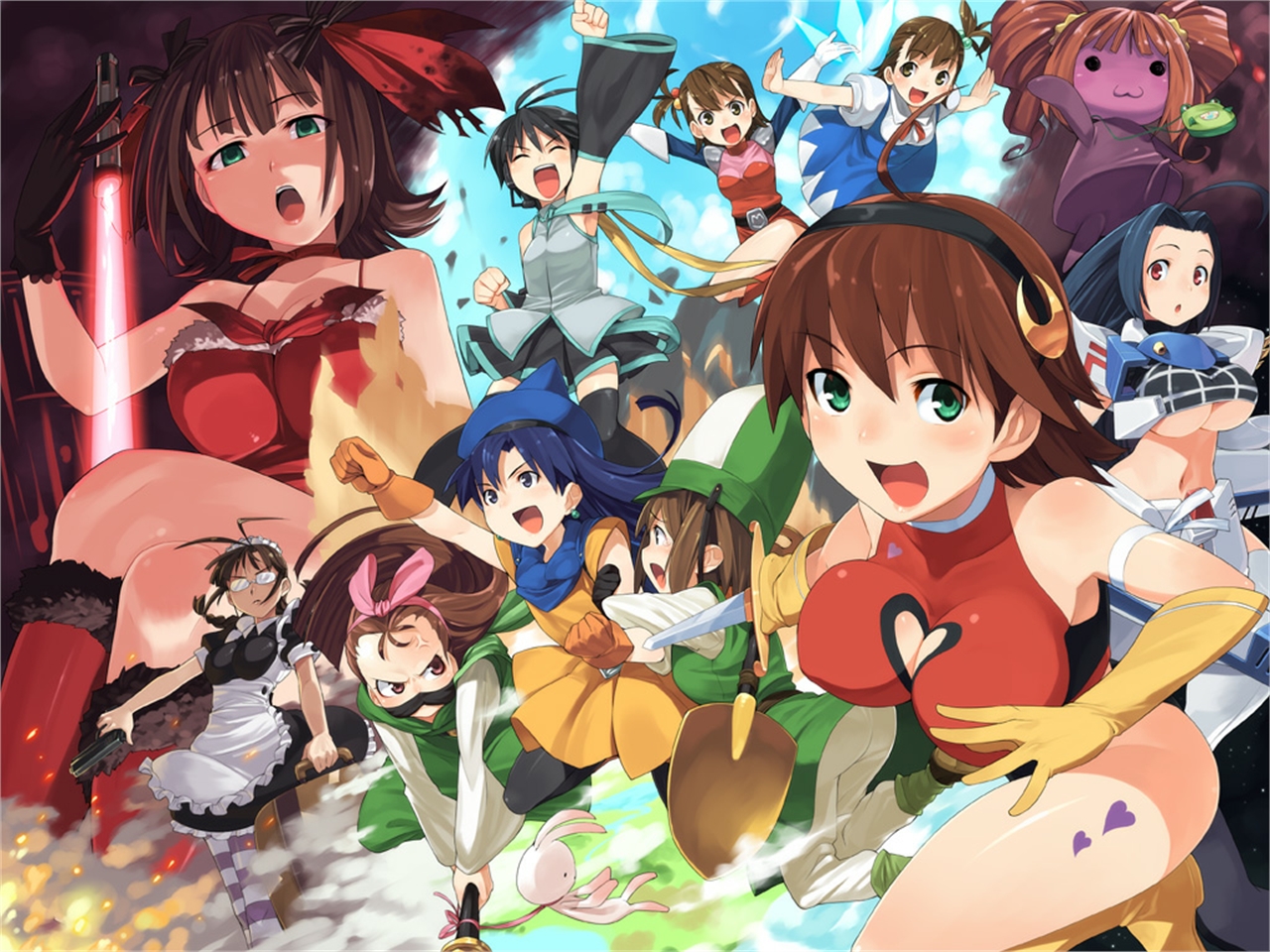 Ritsuko Akizuki and friends in anime style HD Wallpaper