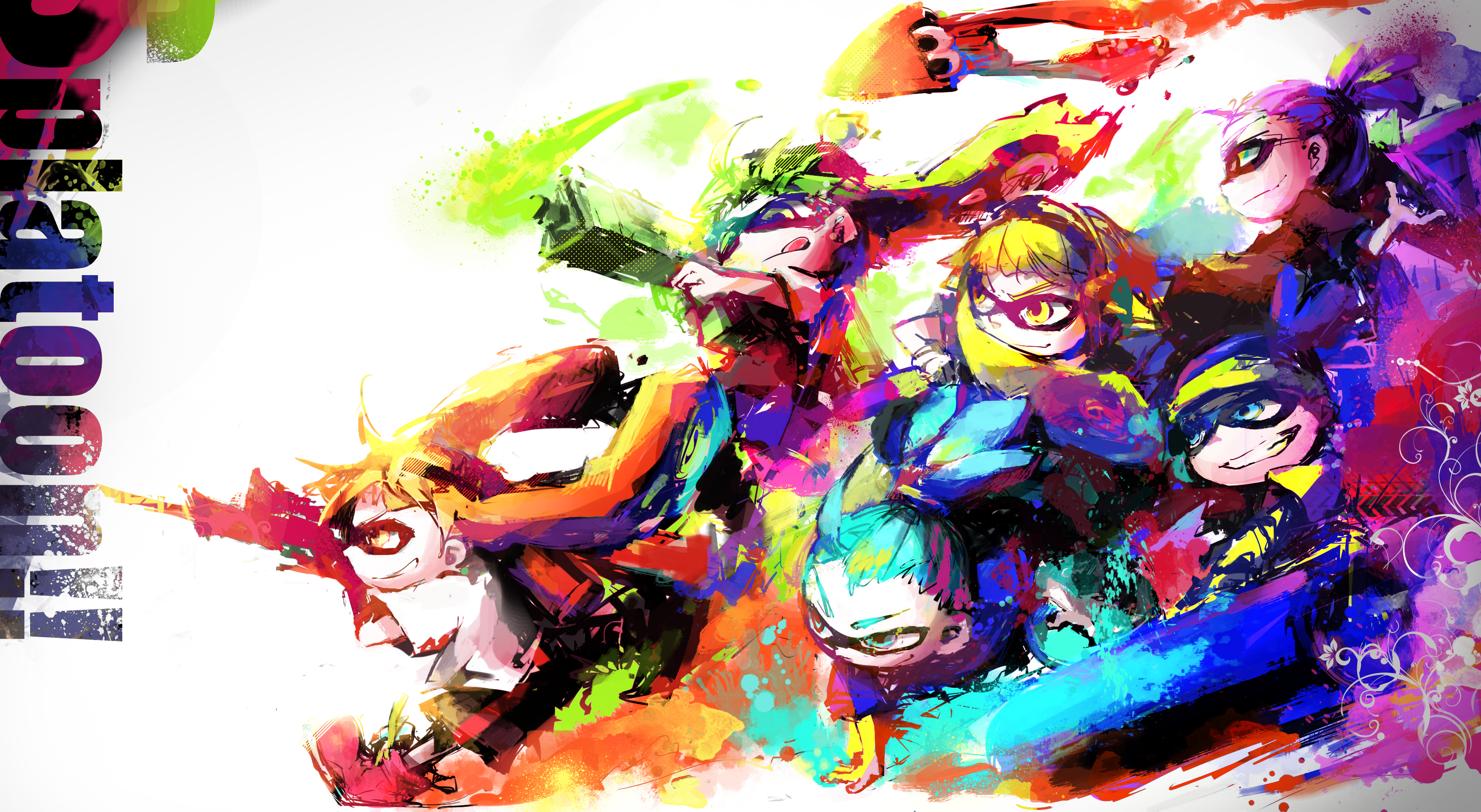 Inklings from Splatoon in colorful art style HD Wallpaper