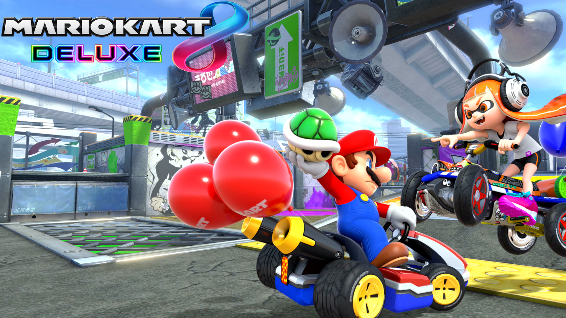 Mario and Inkling from Mario Kart 8 Deluxe HD Wallpaper