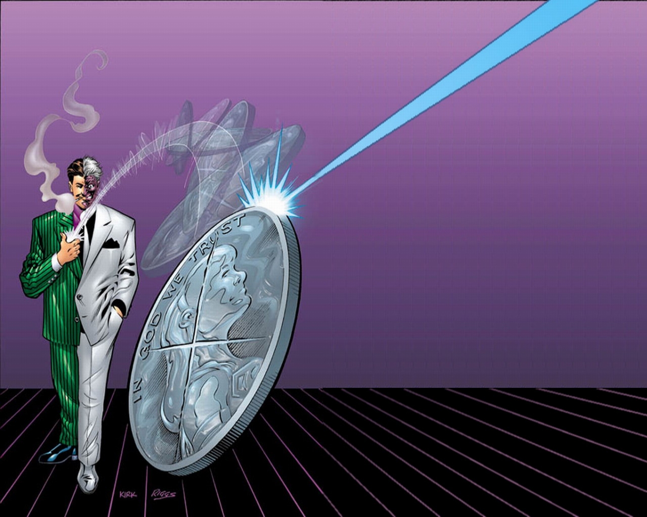 Two-Face with a giant coin and laser HD Wallpaper