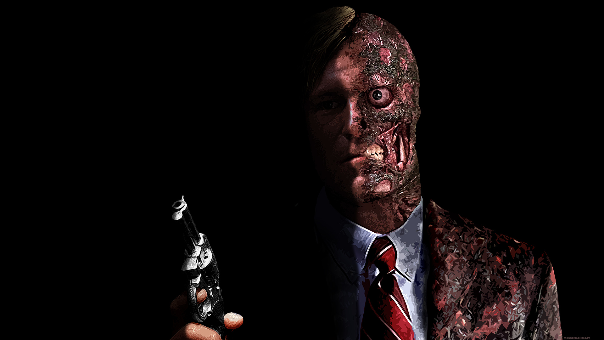 Two-Face holding a gun HD Wallpaper
