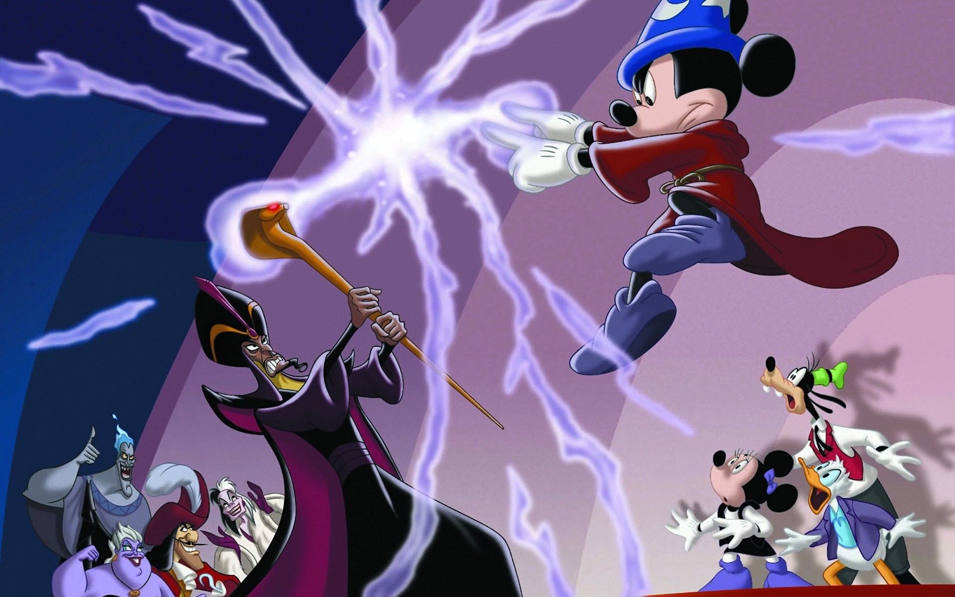 Mickey Mouse and Disney Villains clash with magic HD Wallpaper