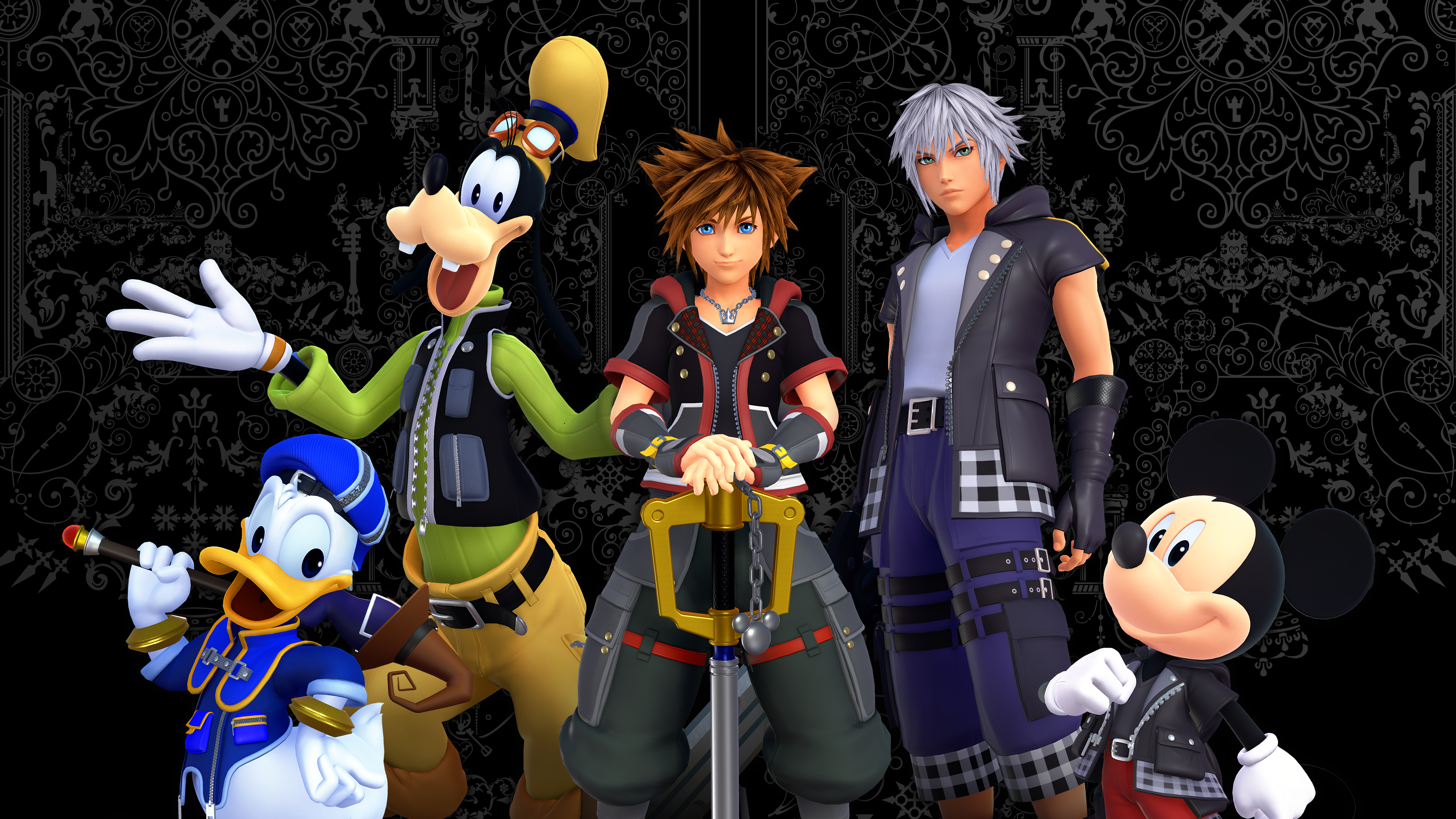 Sora, Riku, Donald, Goofy, and Mickey from Kingdom Hearts HD Wallpaper