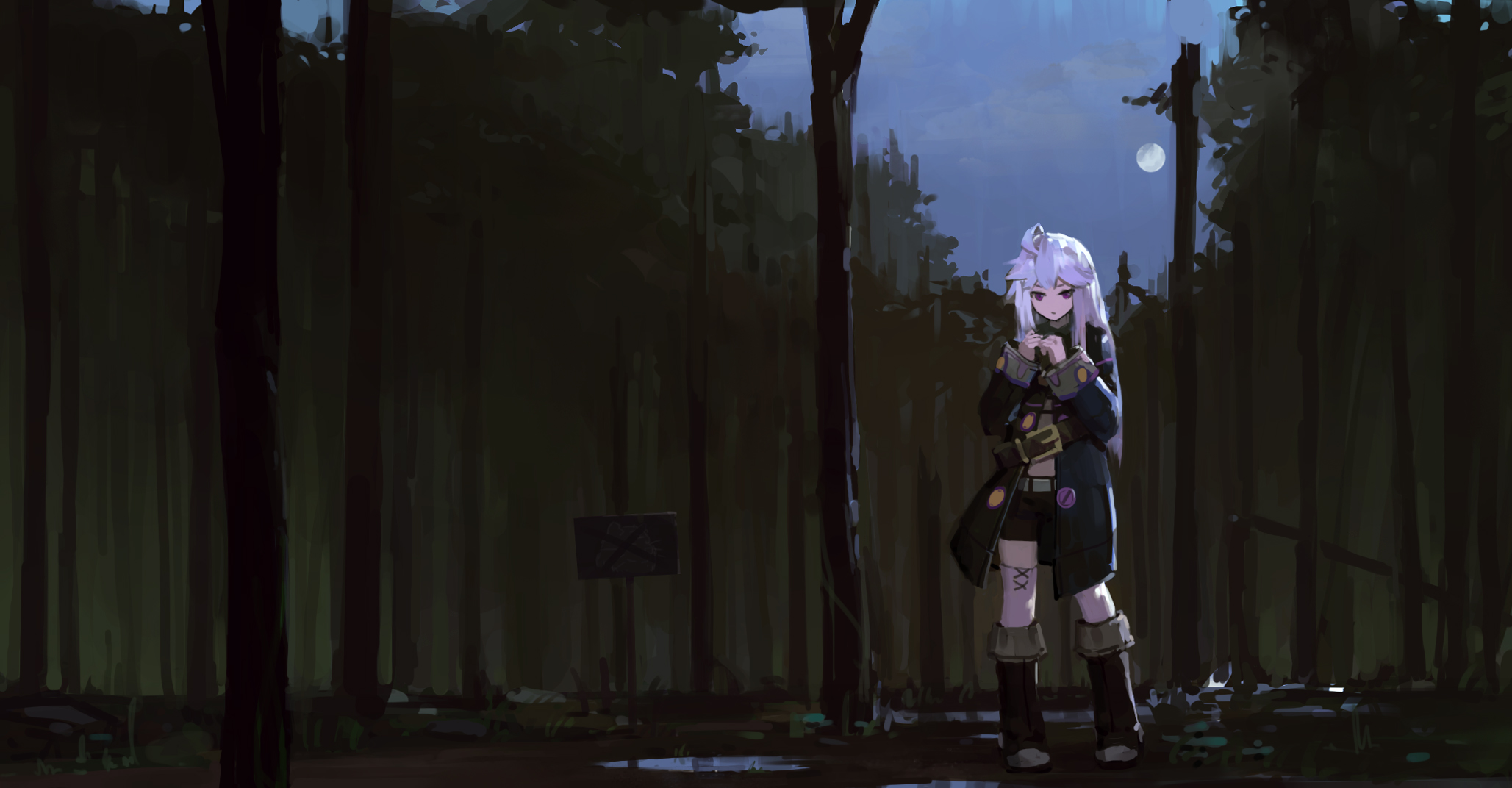 Zero from Grimoire of Zero in a forest at night HD Wallpaper