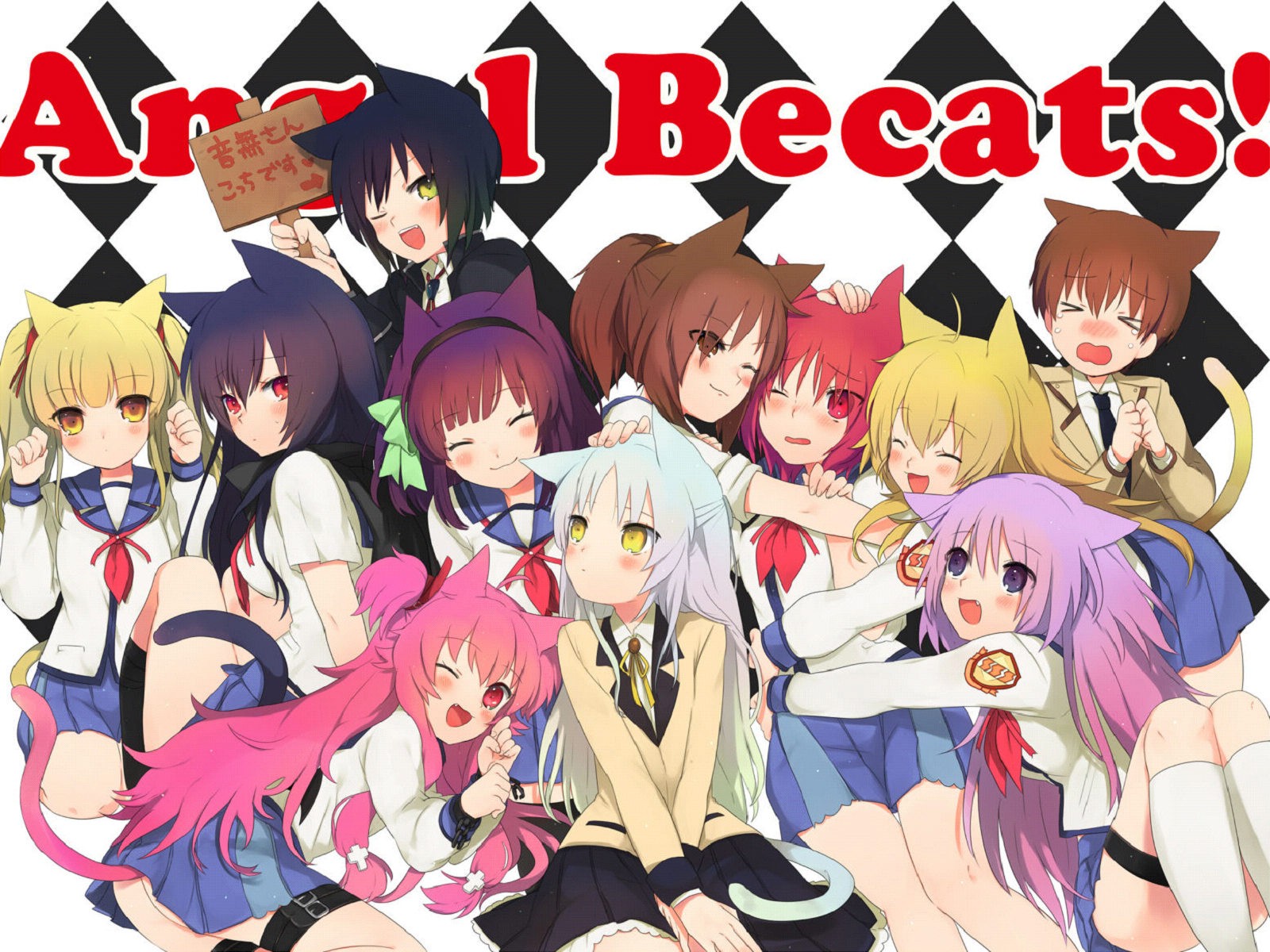 Angel Beats! Nekomusume Group HD Wallpaper