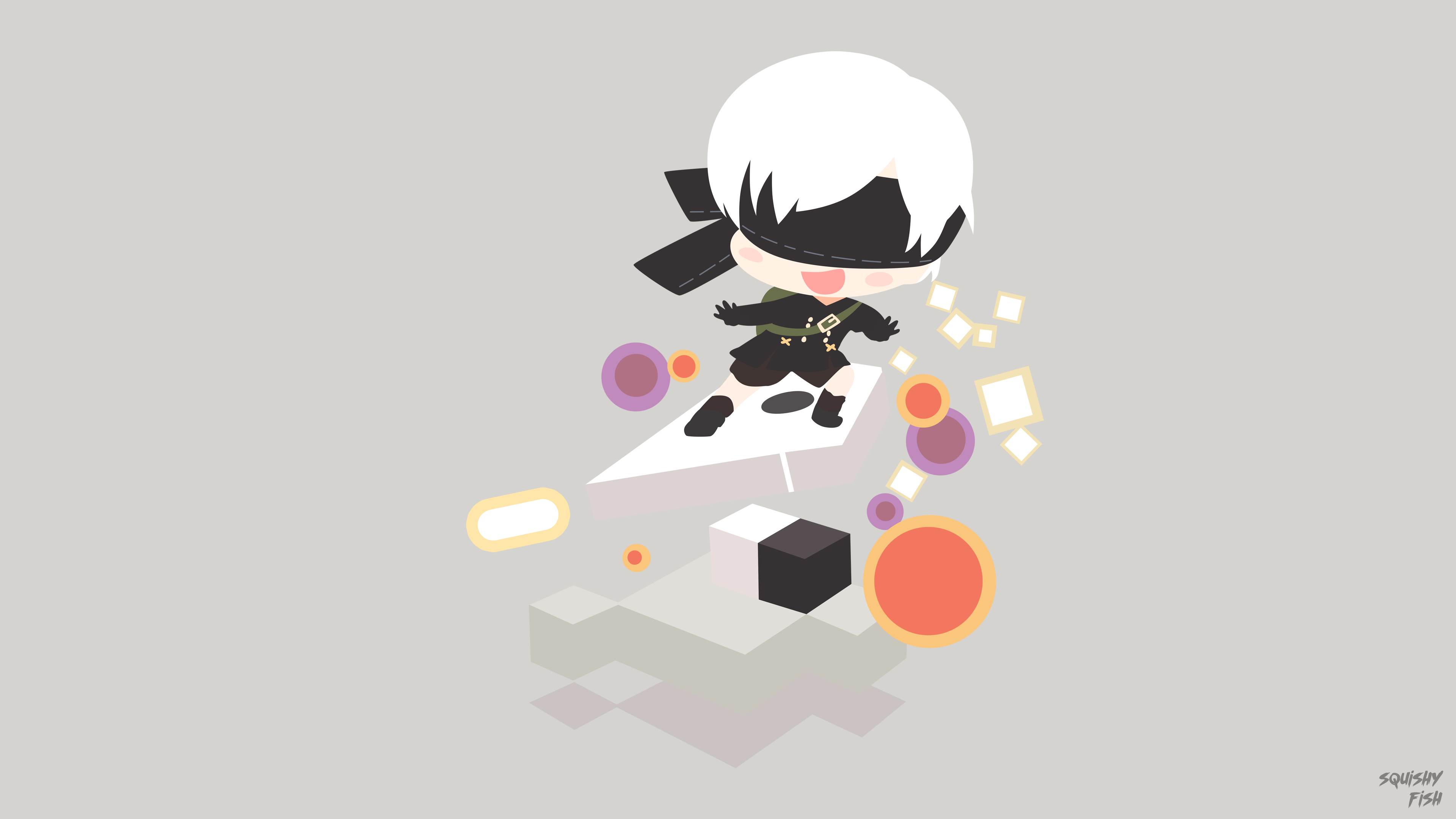 2B from NieR:Automata Chibi HD Wallpaper