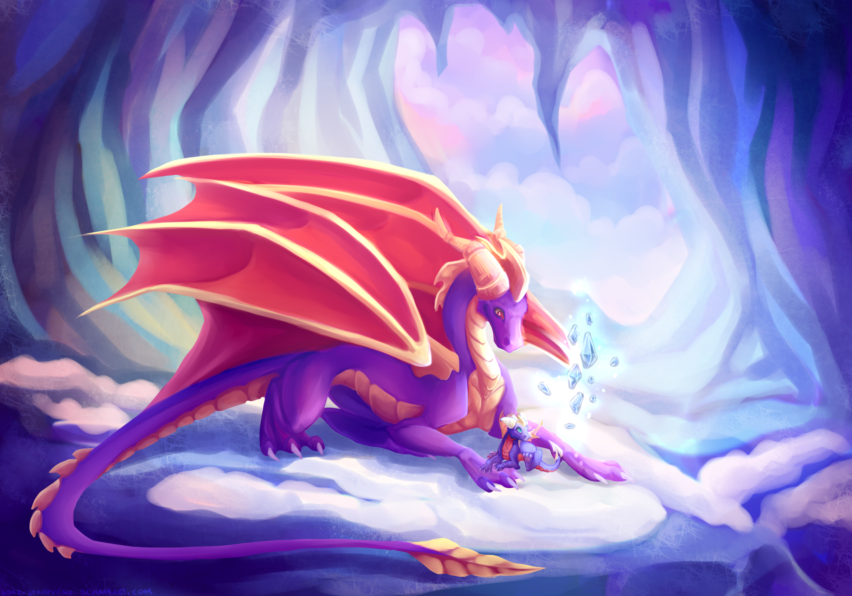 Spyro the Dragon in an Ice Cave HD Wallpaper