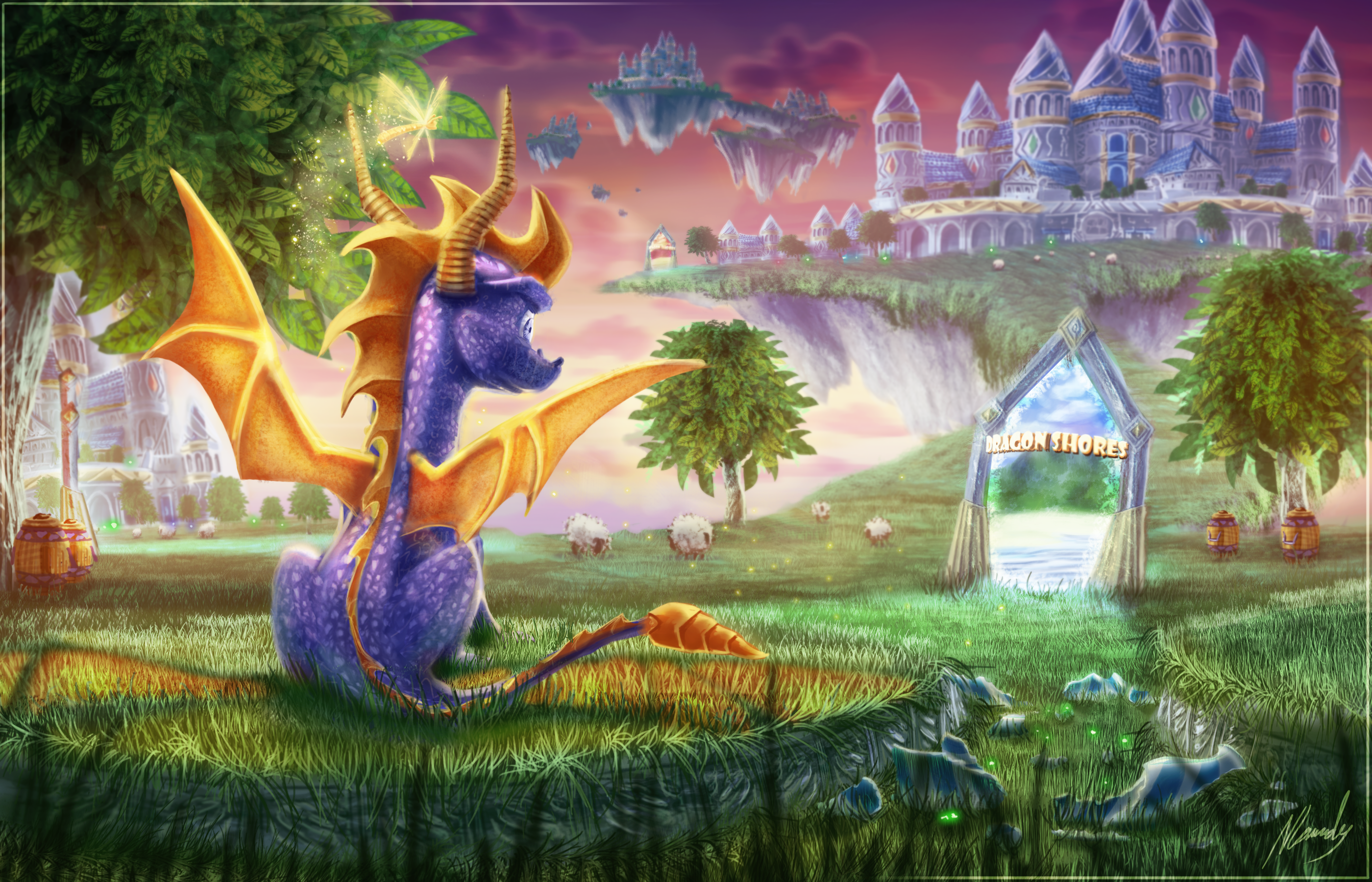 Spyro the Dragon in Dragon Shores HD Wallpaper