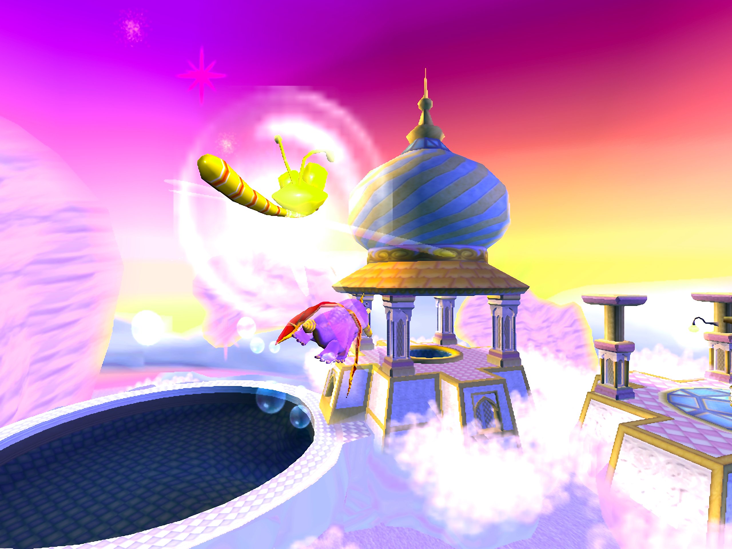 Spyro the Dragon flying in a fantasy world HD Wallpaper