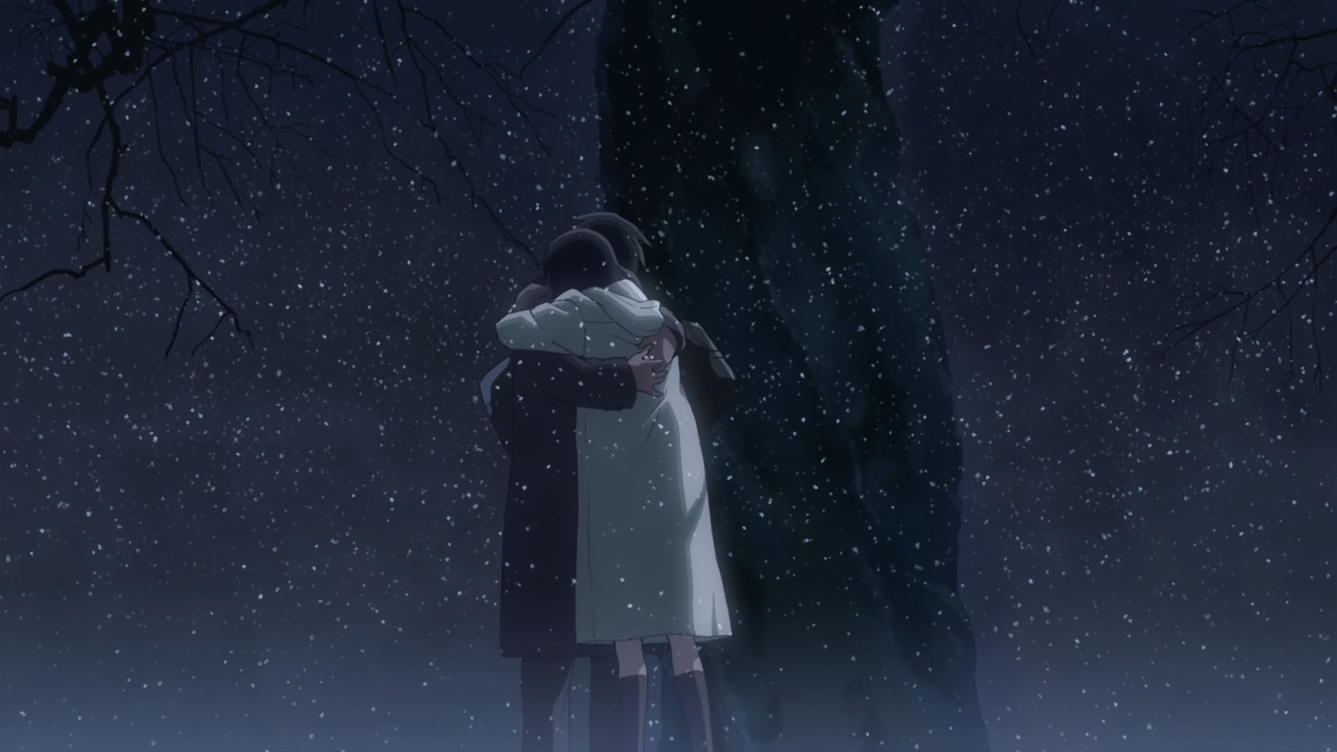 Takaki Touno hugging in the snow HD Wallpaper