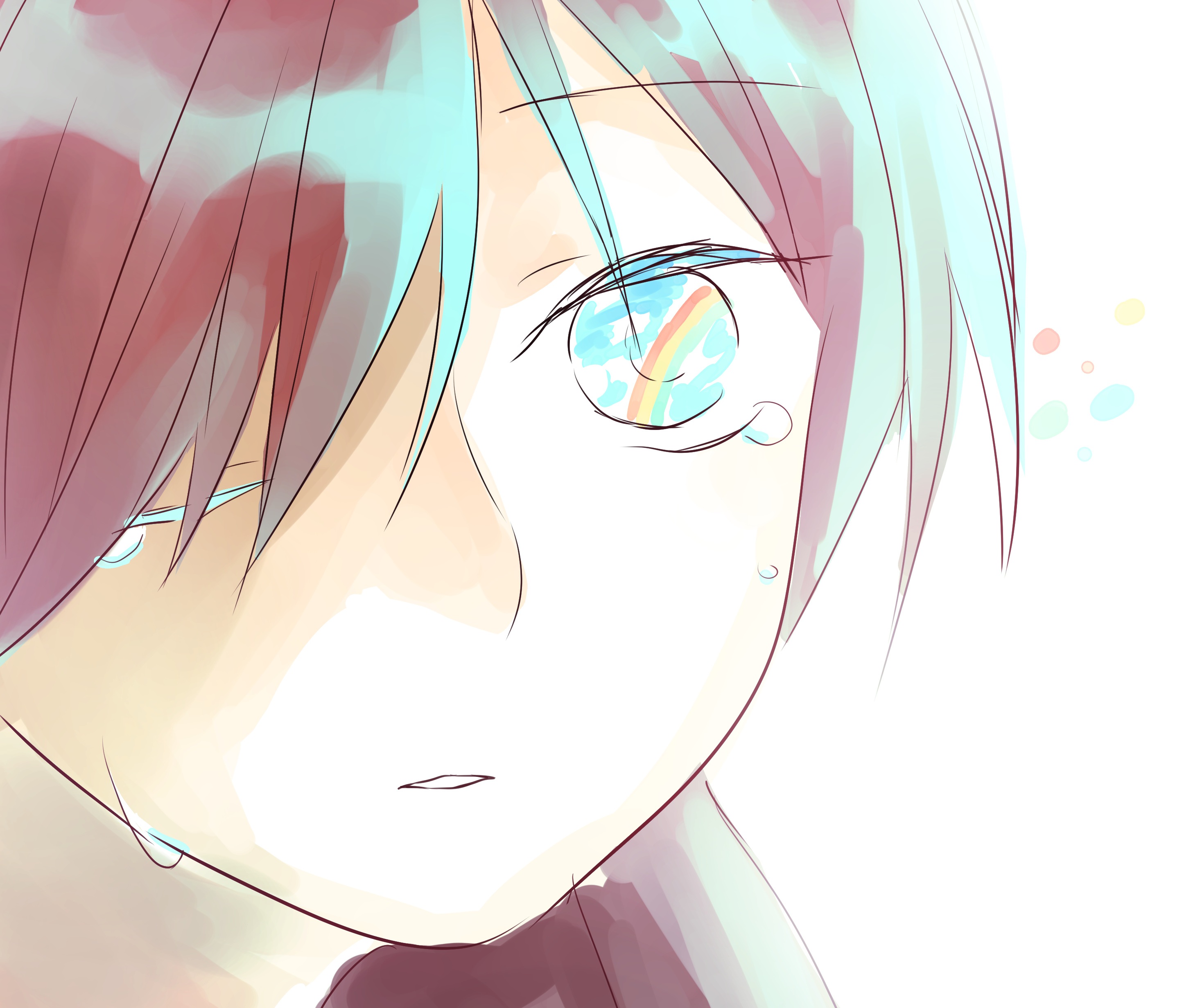 Yū Otosaka crying with a rainbow in his eye HD Wallpaper