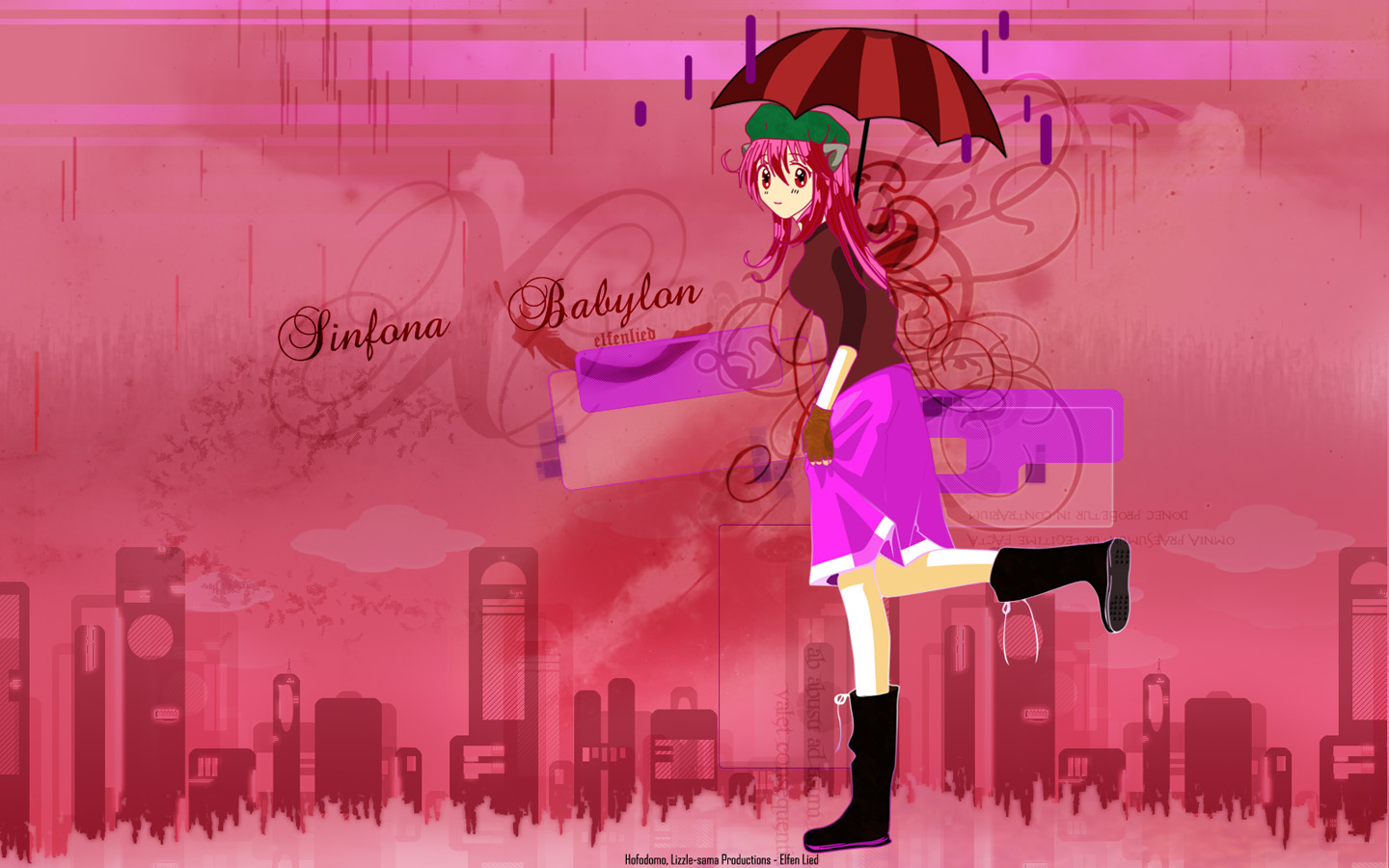 Lucy from Elfen Lied holding an umbrella HD Wallpaper