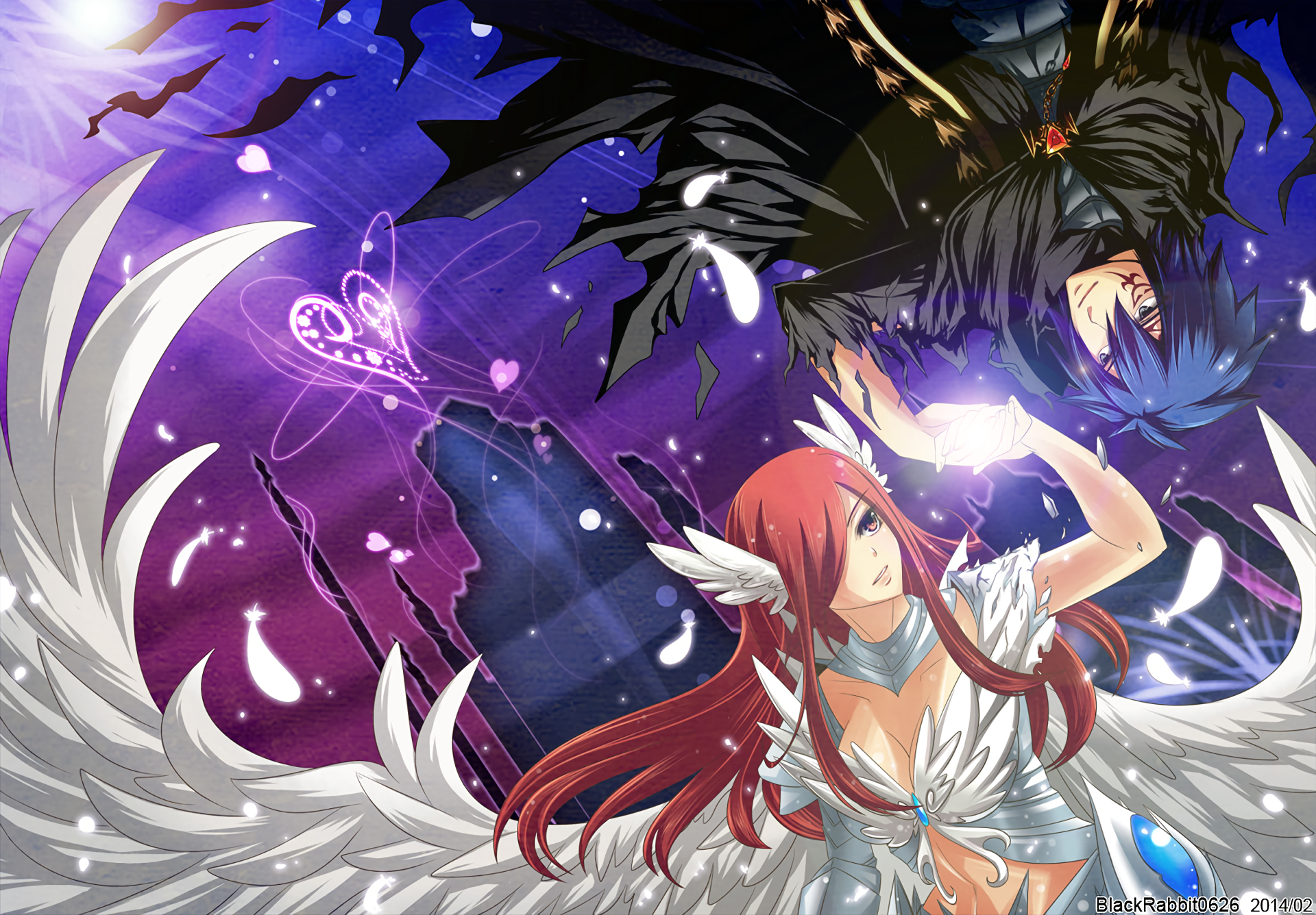 Erza Scarlet and Jellal Fernandes from Fairy Tail HD Wallpaper