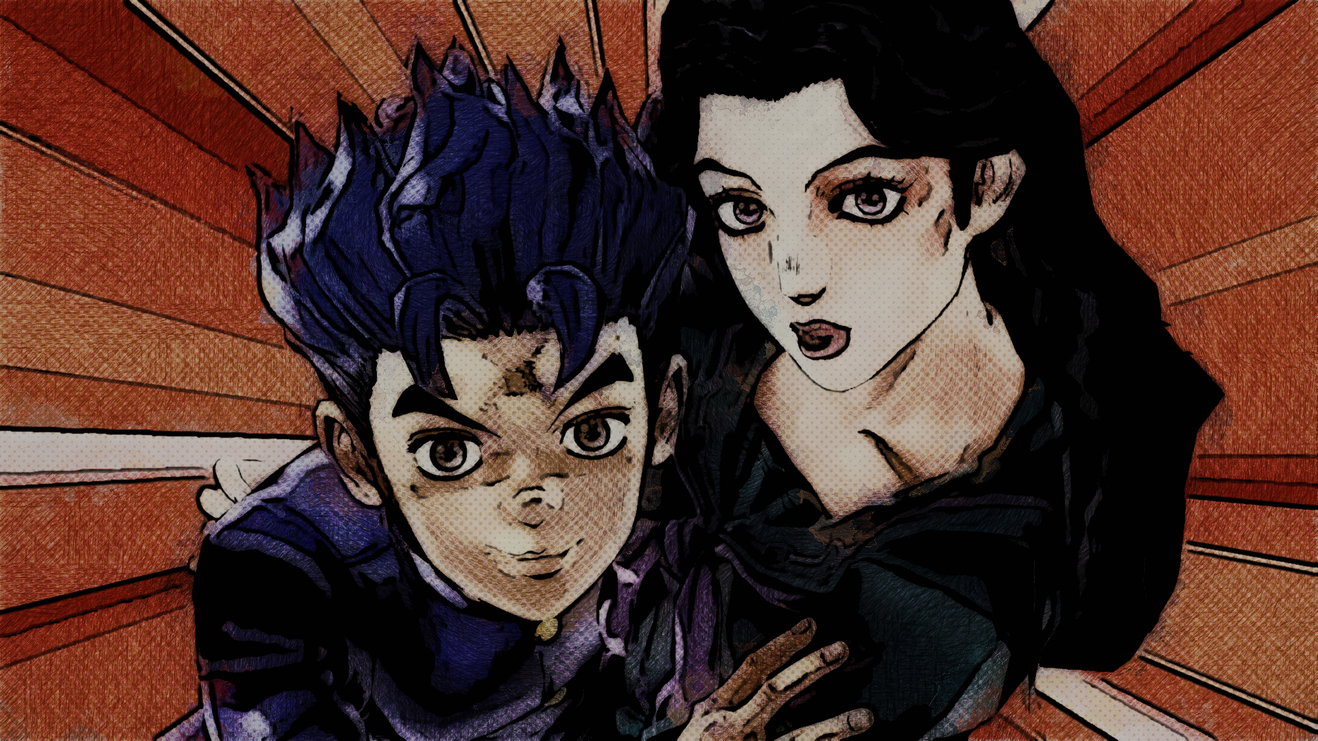 Koichi Hirose and woman from JoJo's Bizarre Adventure HD Wallpaper