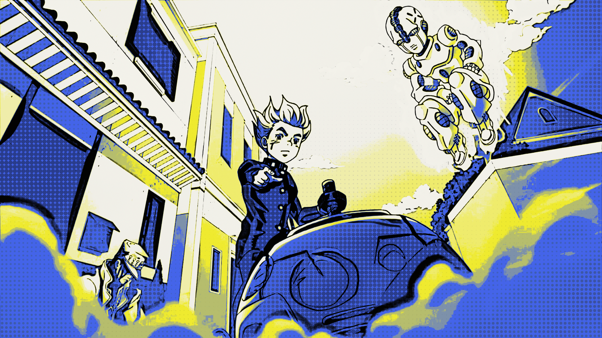 Koichi Hirose and Echoes from JoJo's Bizarre Adventure HD Wallpaper
