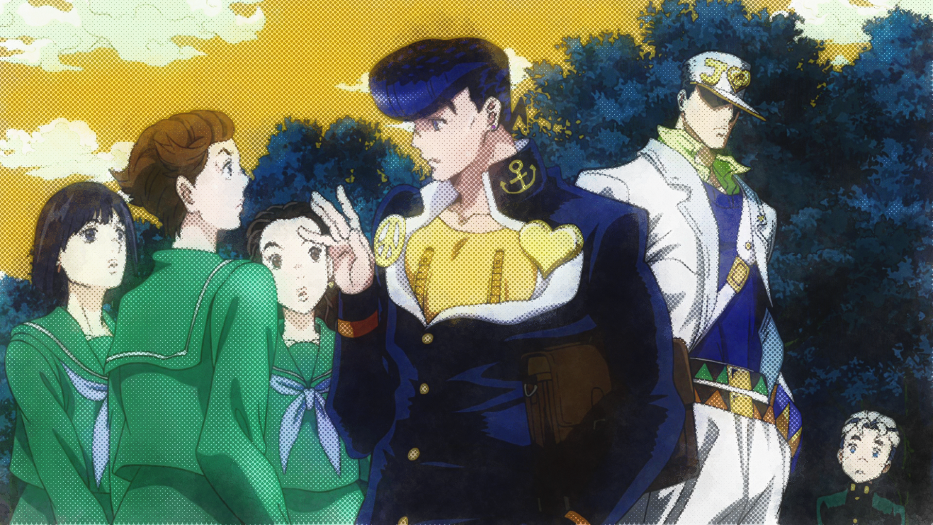 Josuke Higashikata and Jotaro Kujo from JoJo's Bizarre Adventure HD Wallpaper