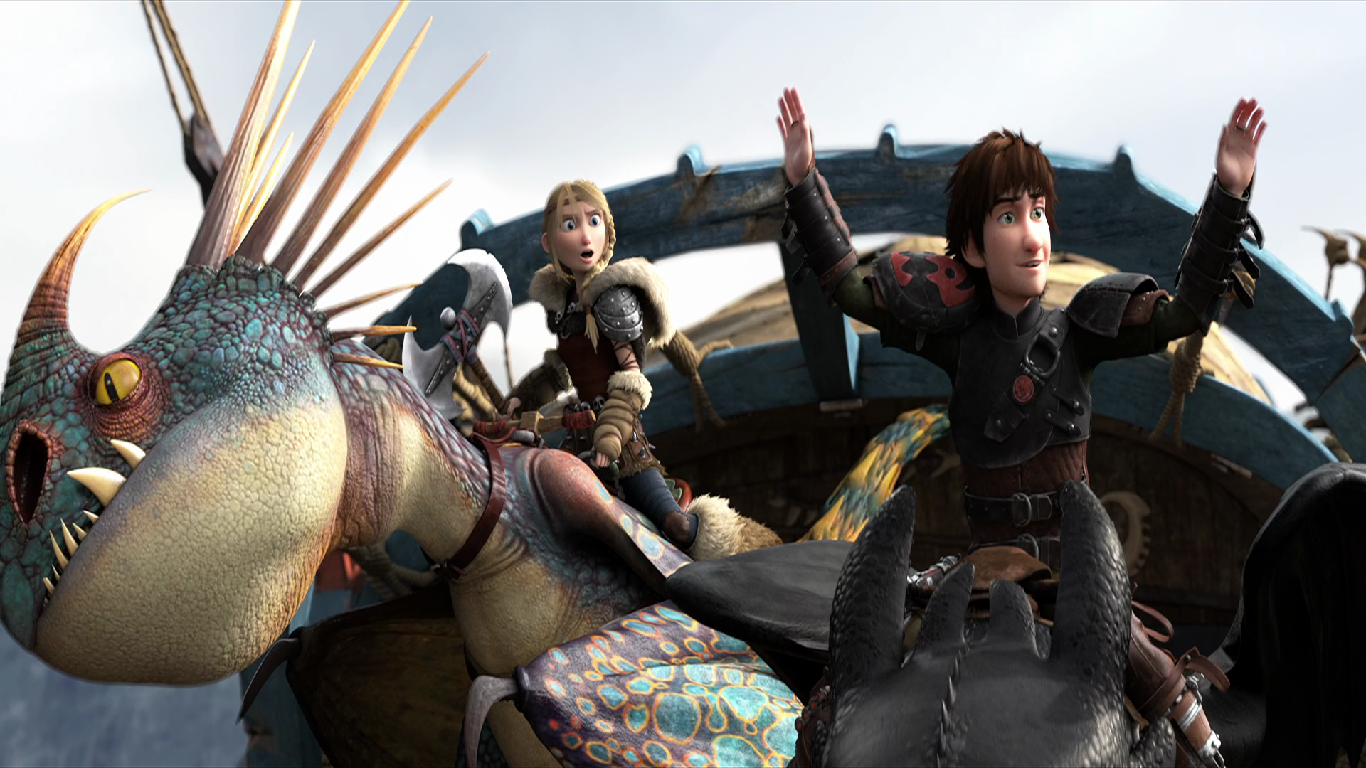 Hiccup and Astrid riding a dragon HD Wallpaper