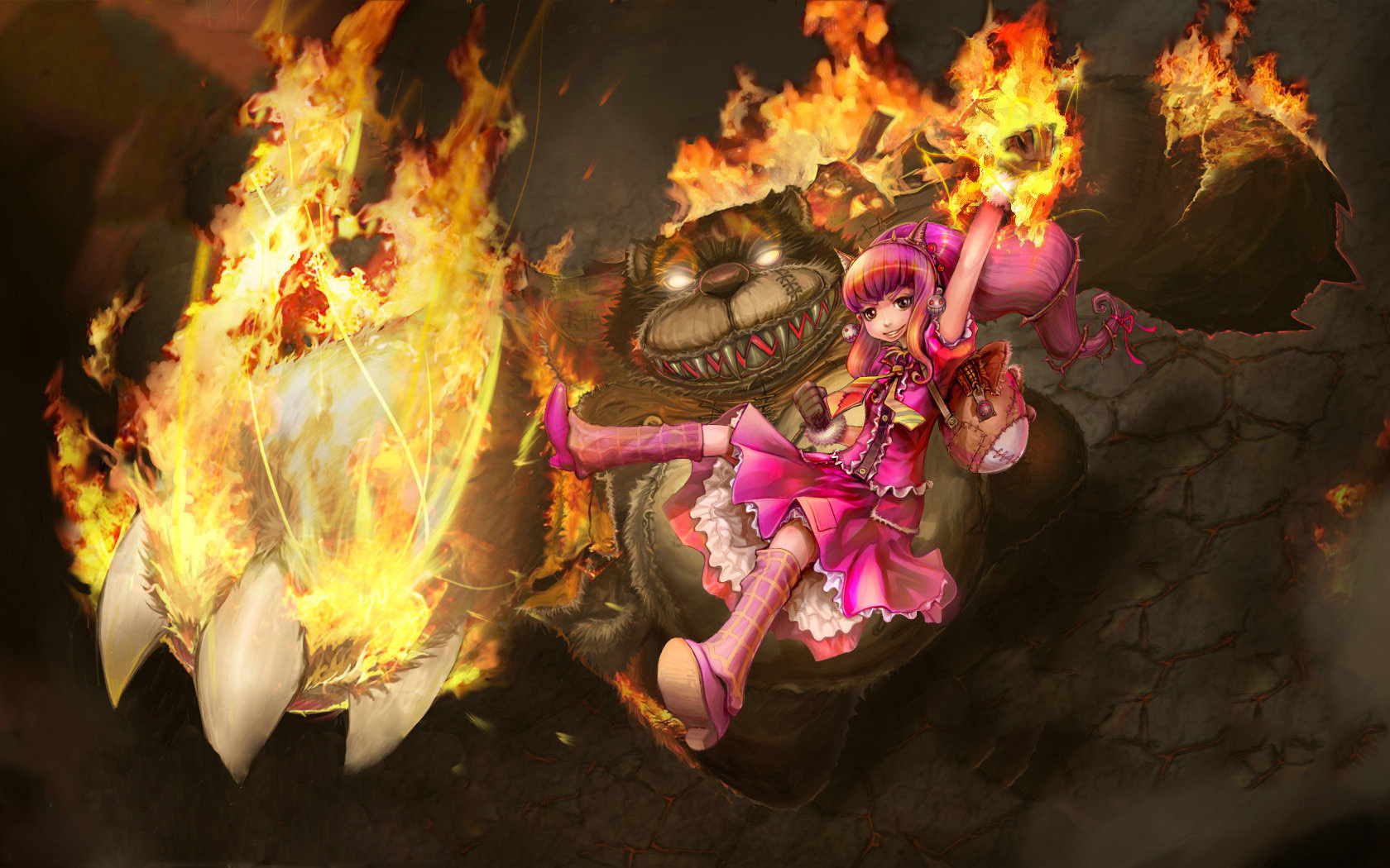 Annie from League of Legends with Tibbers HD Wallpaper