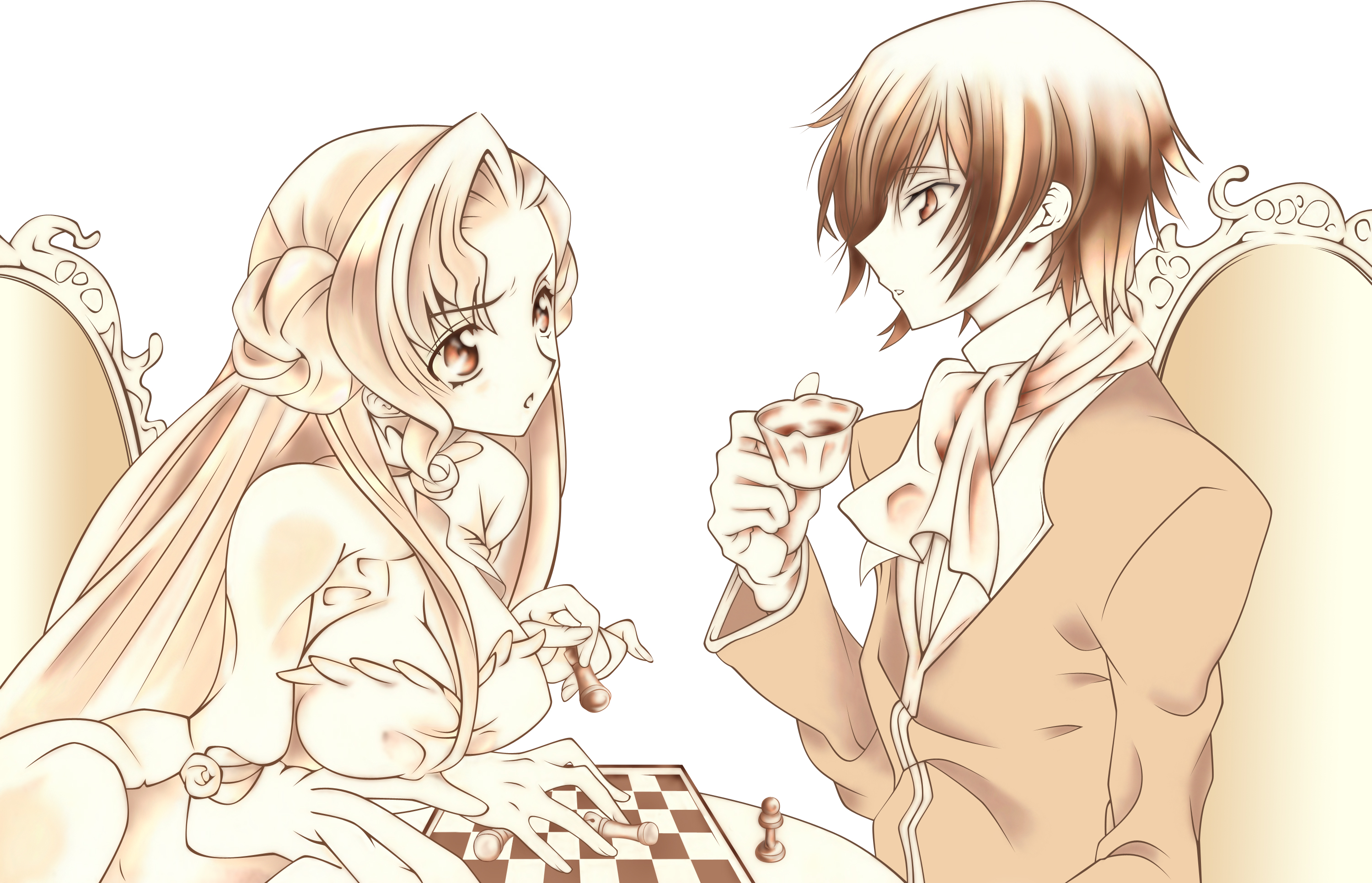 Euphemia Li Britannia playing chess HD Wallpaper