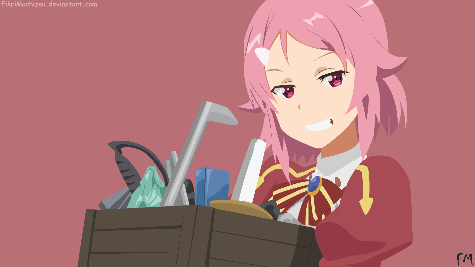 Rika Shinozaki with a box of items HD Wallpaper