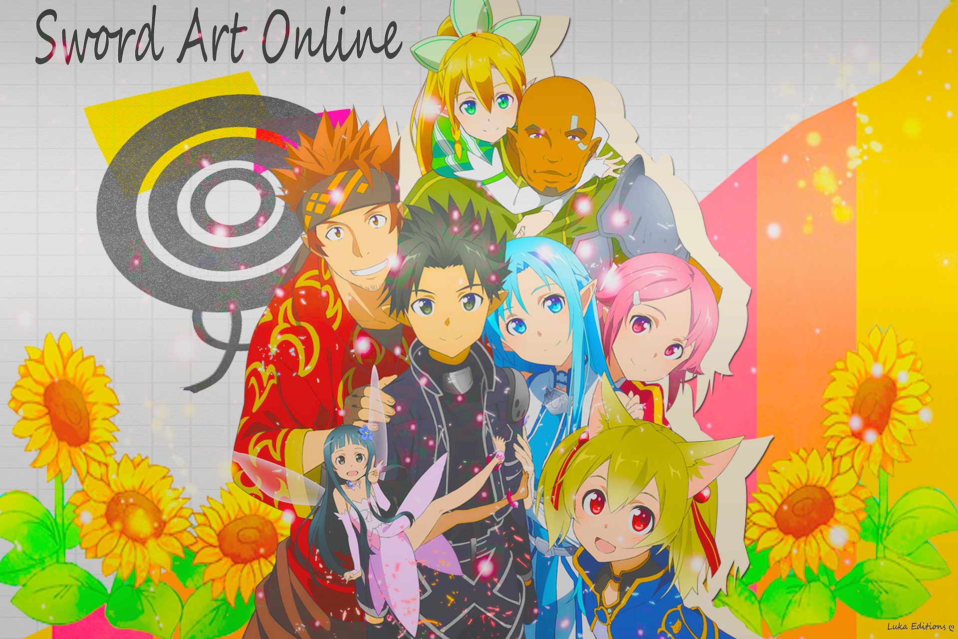 Sword Art Online characters with sunflowers HD Wallpaper