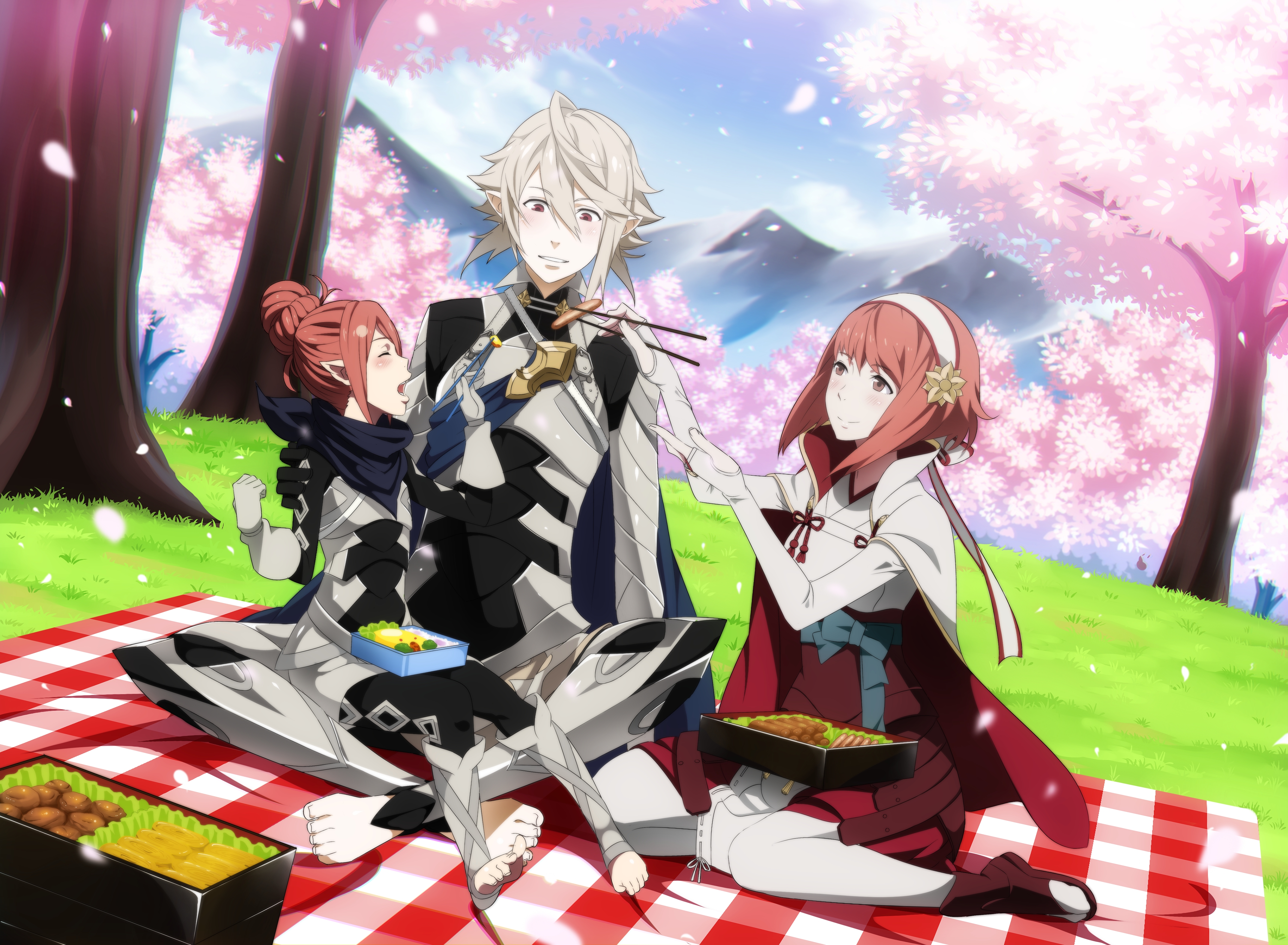 Corrin and siblings having a picnic HD Wallpaper