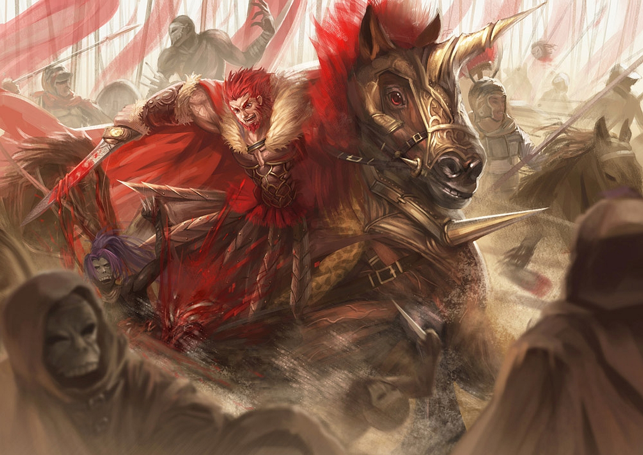 Rider from Fate/Zero on horseback in battle HD Wallpaper
