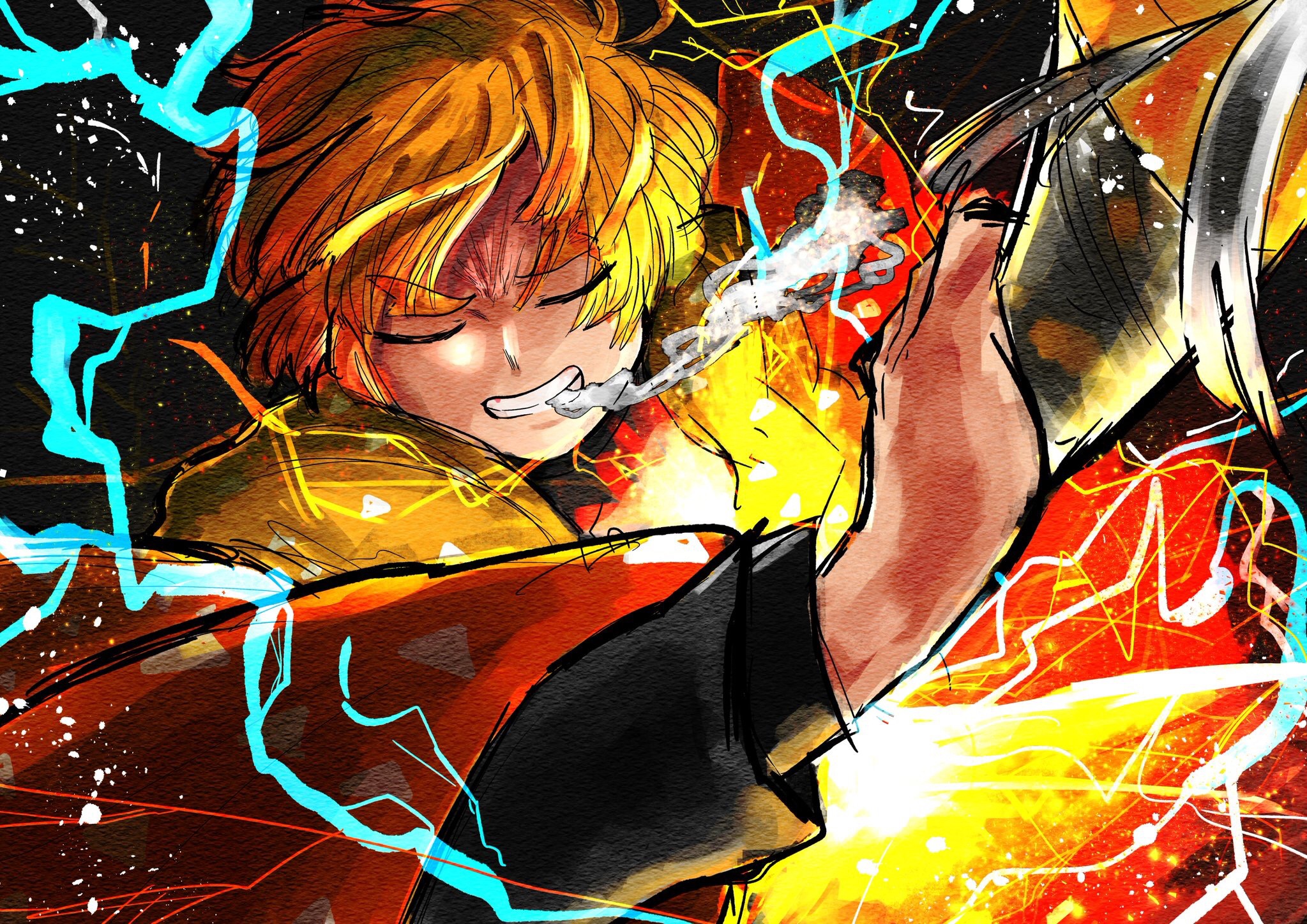 Zenitsu Agatsuma from Demon Slayer HD Wallpaper