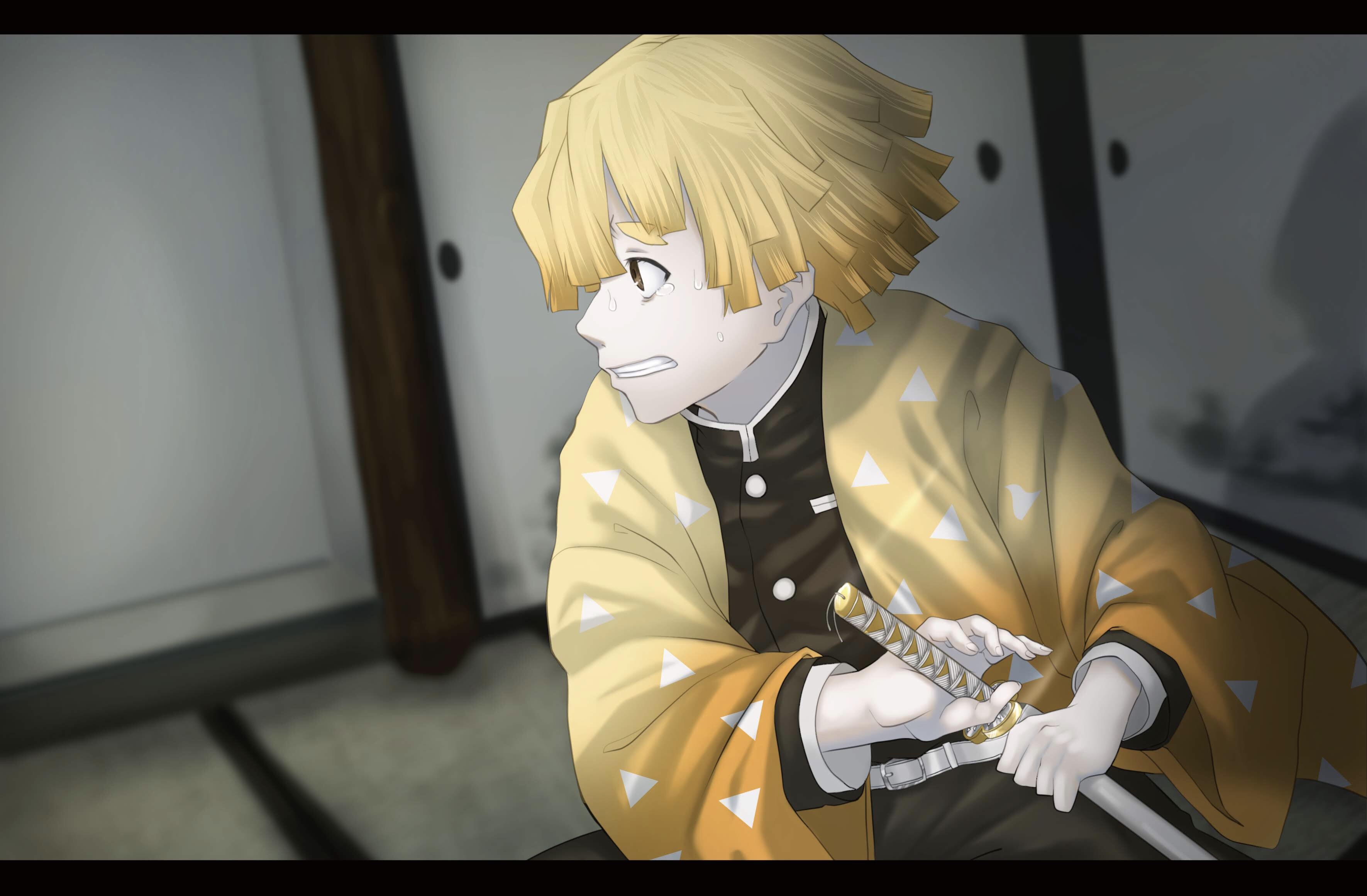 Zenitsu Agatsuma from Demon Slayer HD Wallpaper