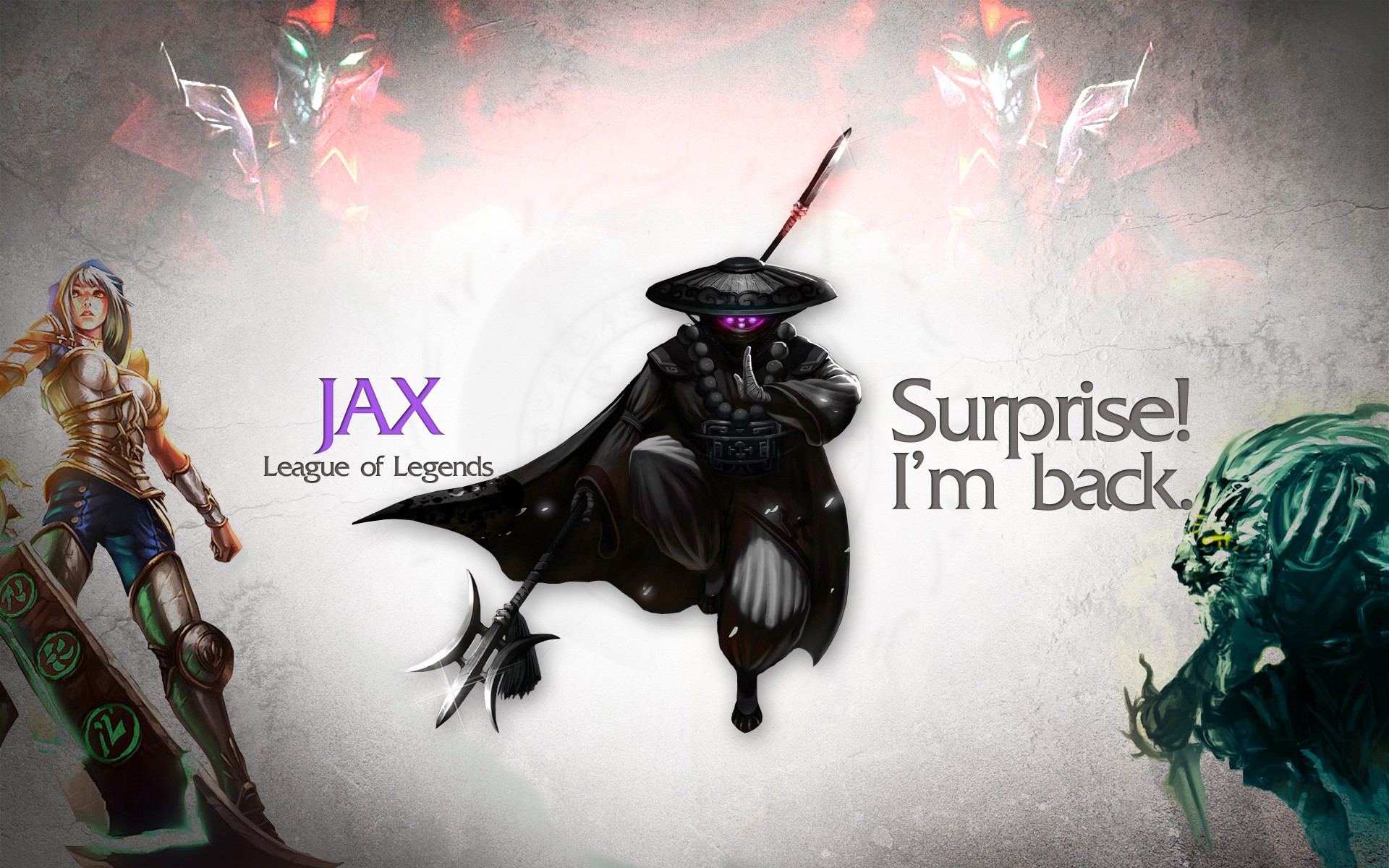 Jax from League of Legends with other characters HD Wallpaper