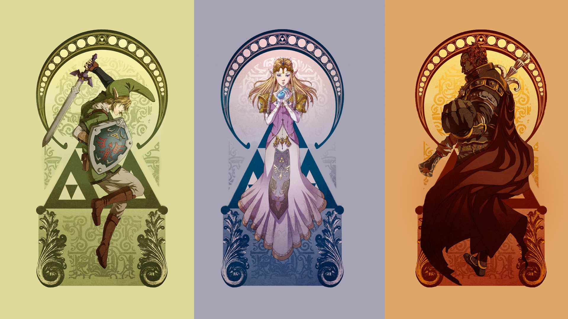 Link, Zelda, and Ganondorf from The Legend of Zelda HD Wallpaper