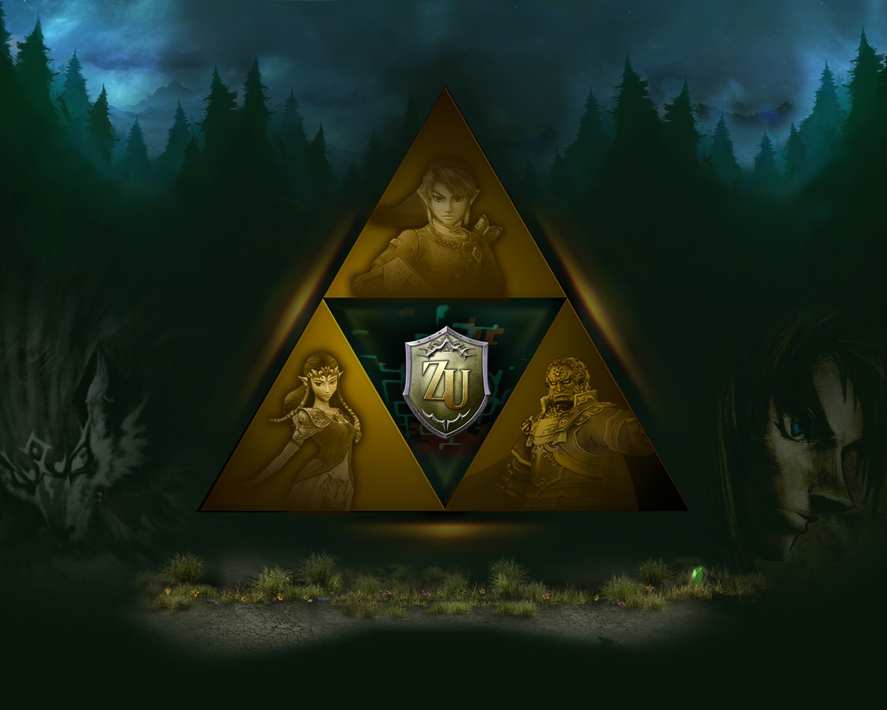 The Legend of Zelda characters in a Triforce HD Wallpaper